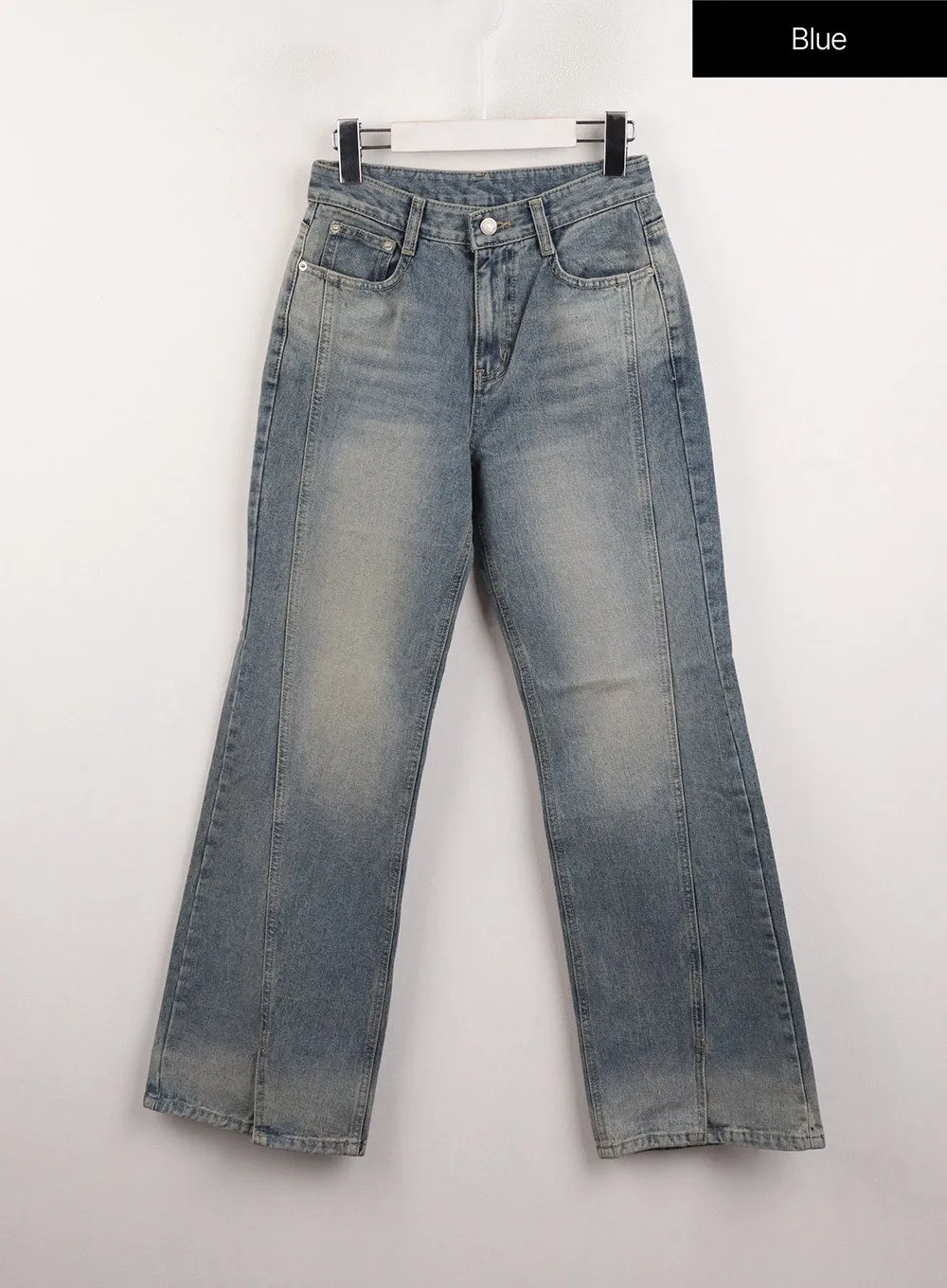 Denim Mid-Waist Solid Flared Jeans CJ415