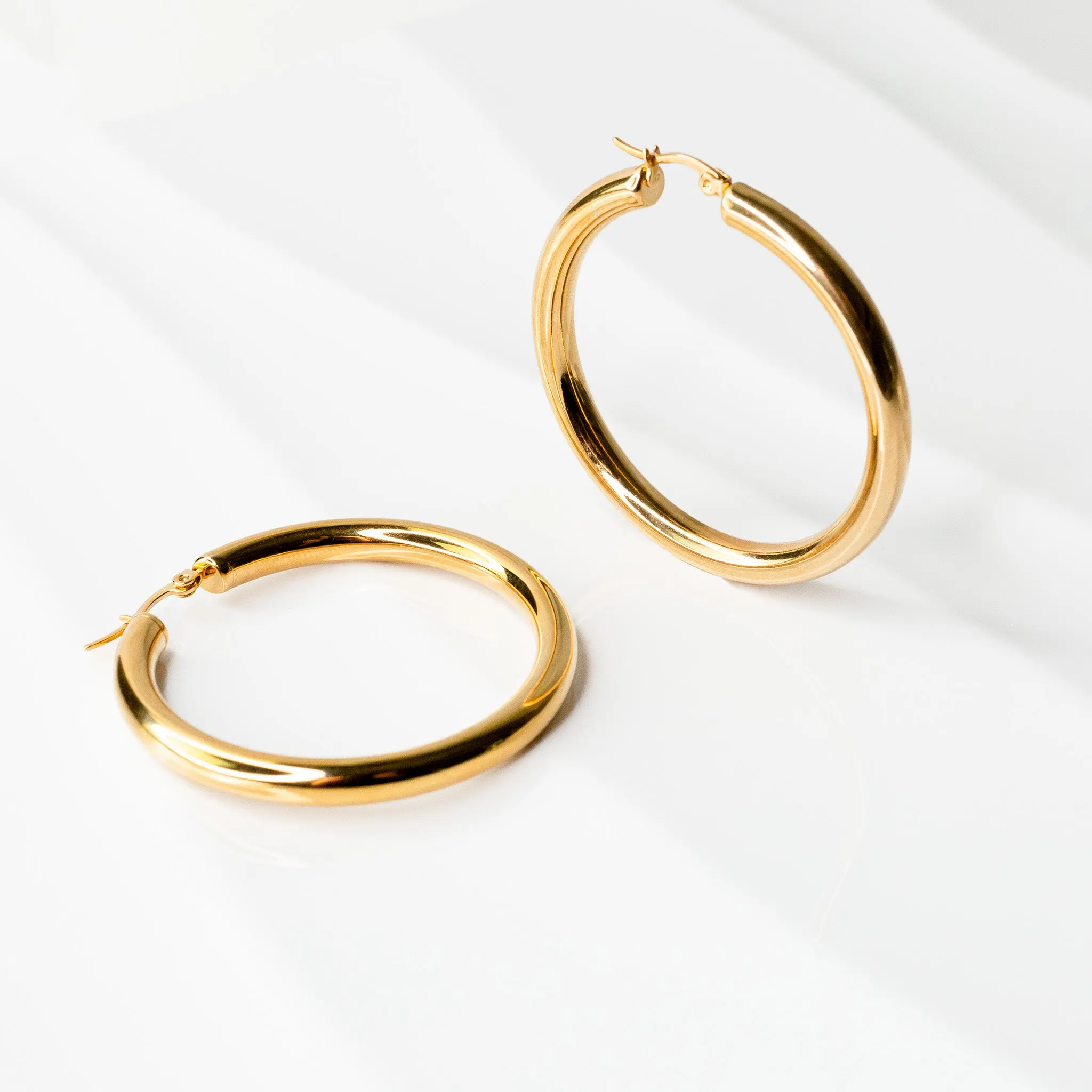 Disco Hollow Hoop Earrings