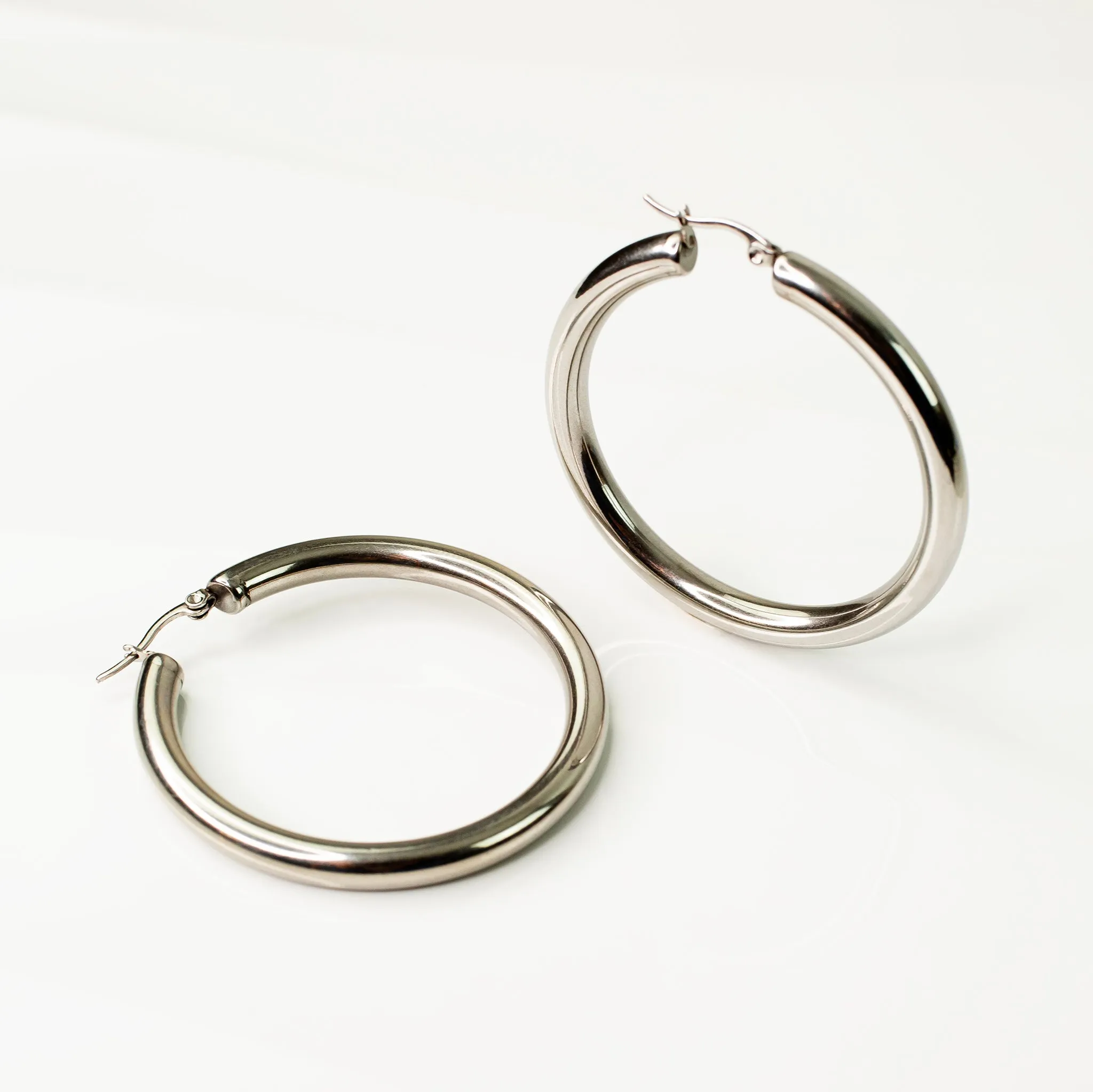 Disco Hollow Hoop Earrings