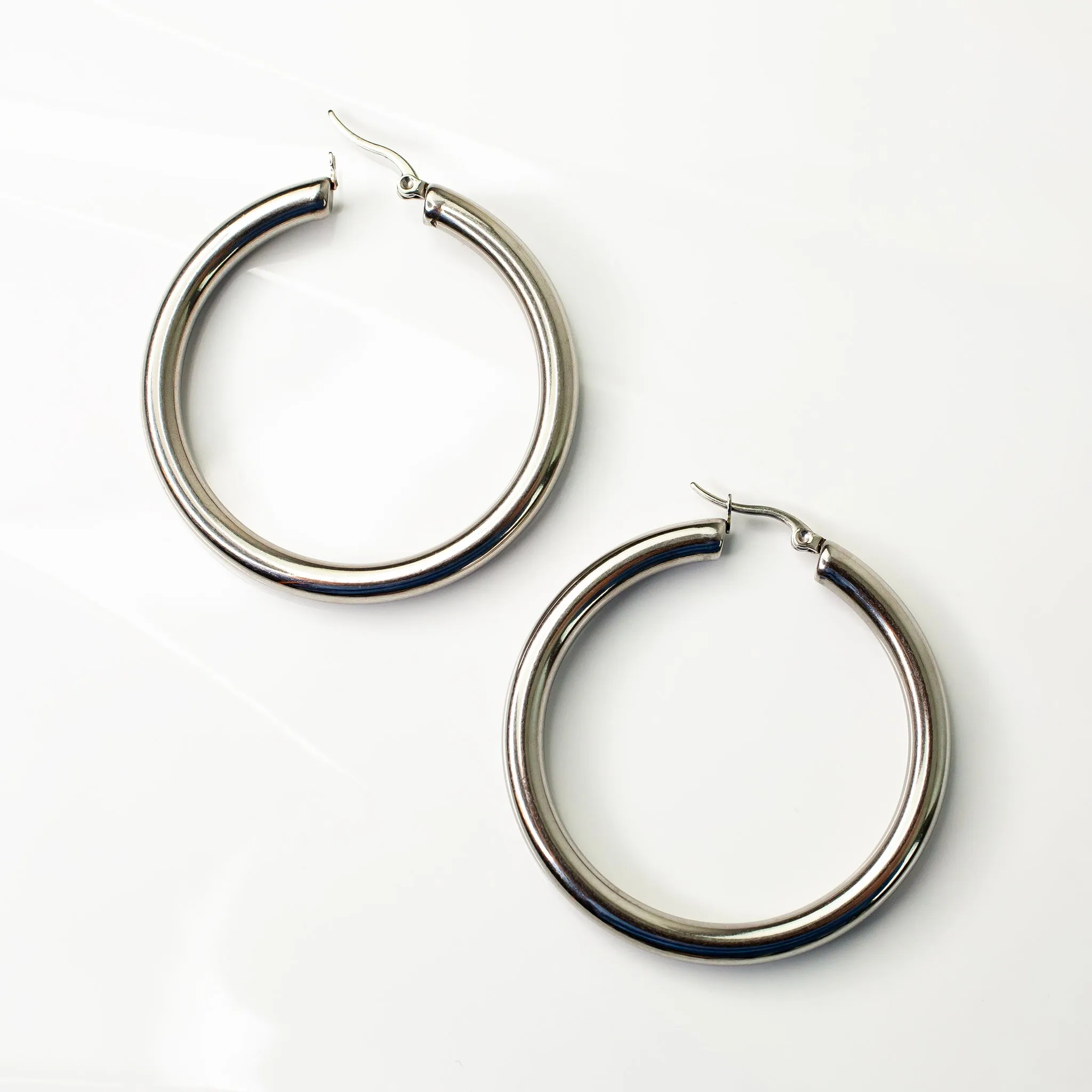 Disco Hollow Hoop Earrings