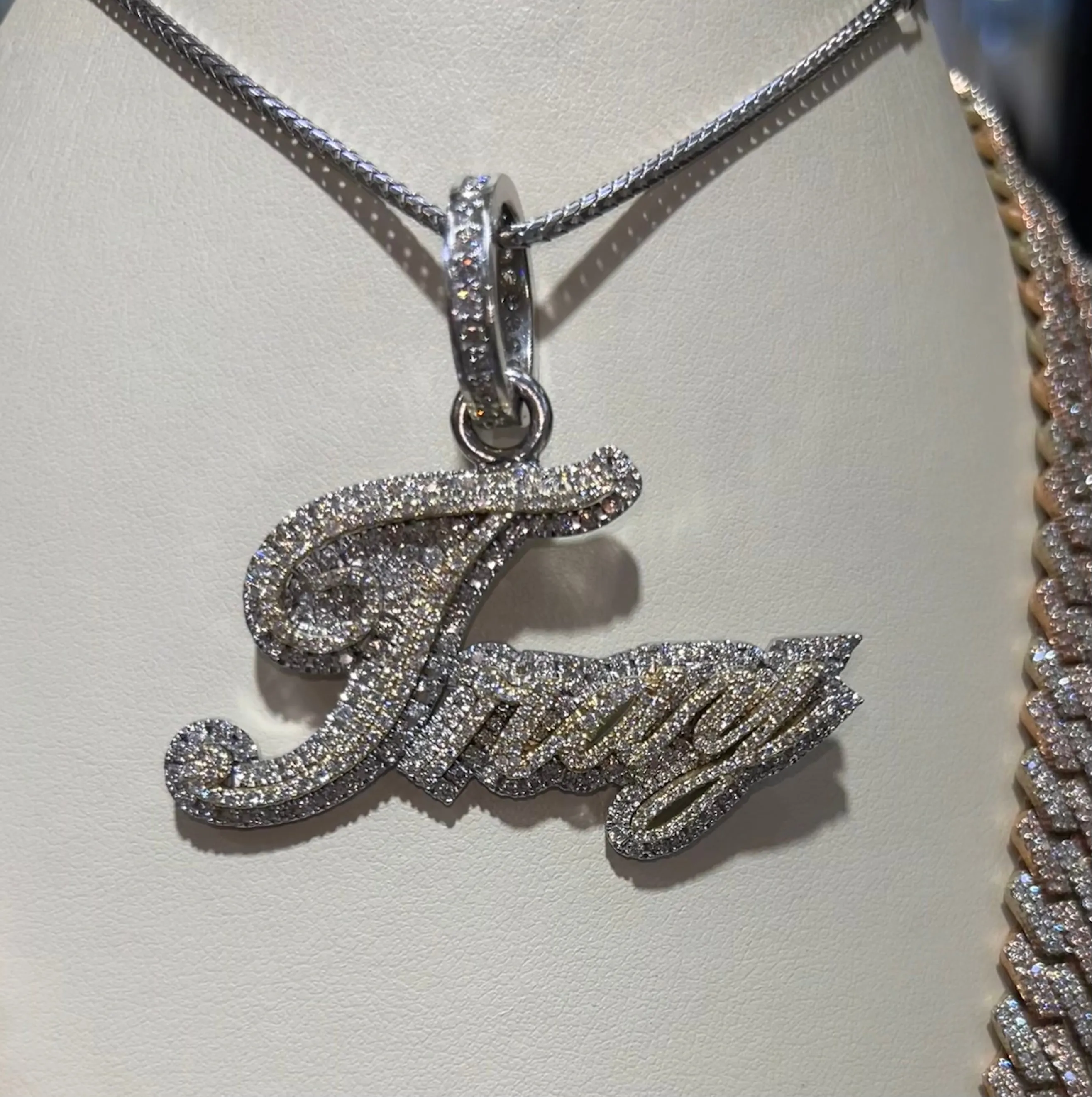 Double Diamond Name Necklace