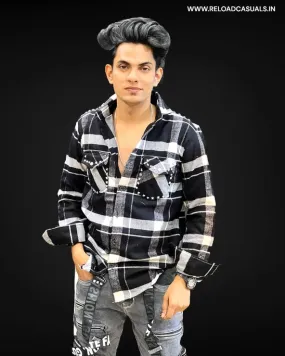 Double Pocket Diamond Checks Shirt