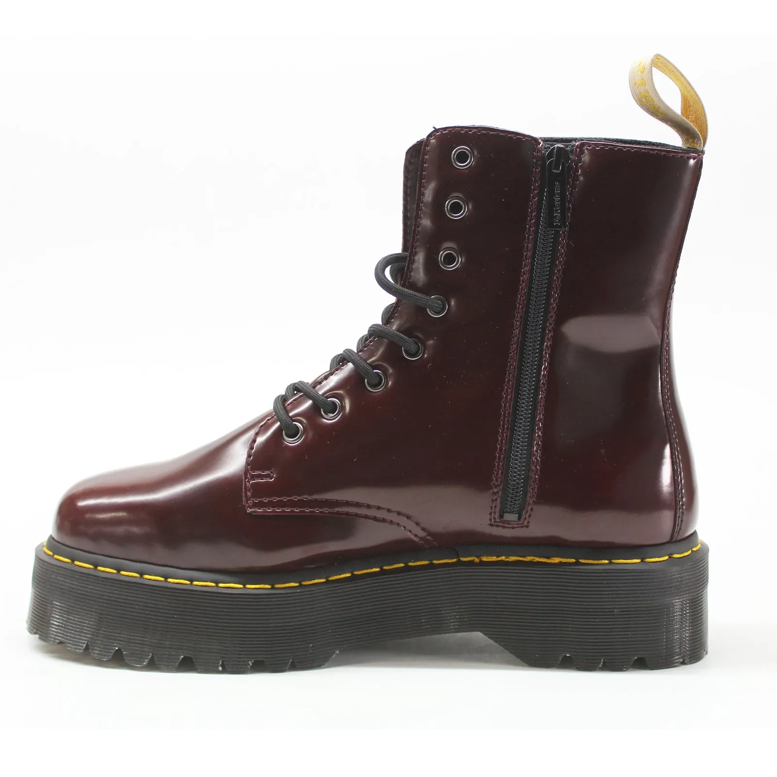 Dr. Martens Vegan Jadon II 8-Eyelet Cherry Red Unisex Platform Ankle Boots - UK 9