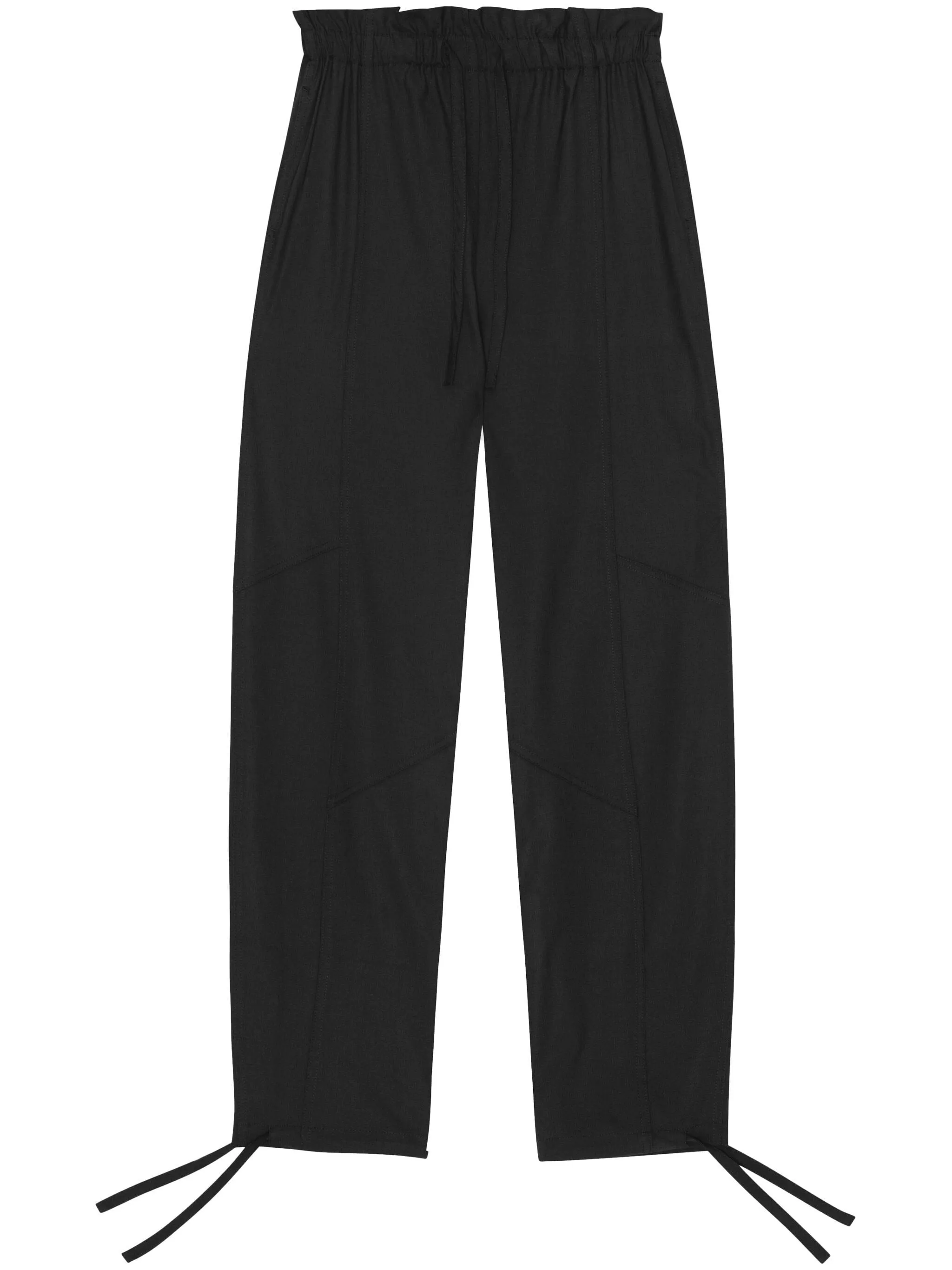 DRAPEY MELANGE DRAWSTRING-WAIST TROUSERS