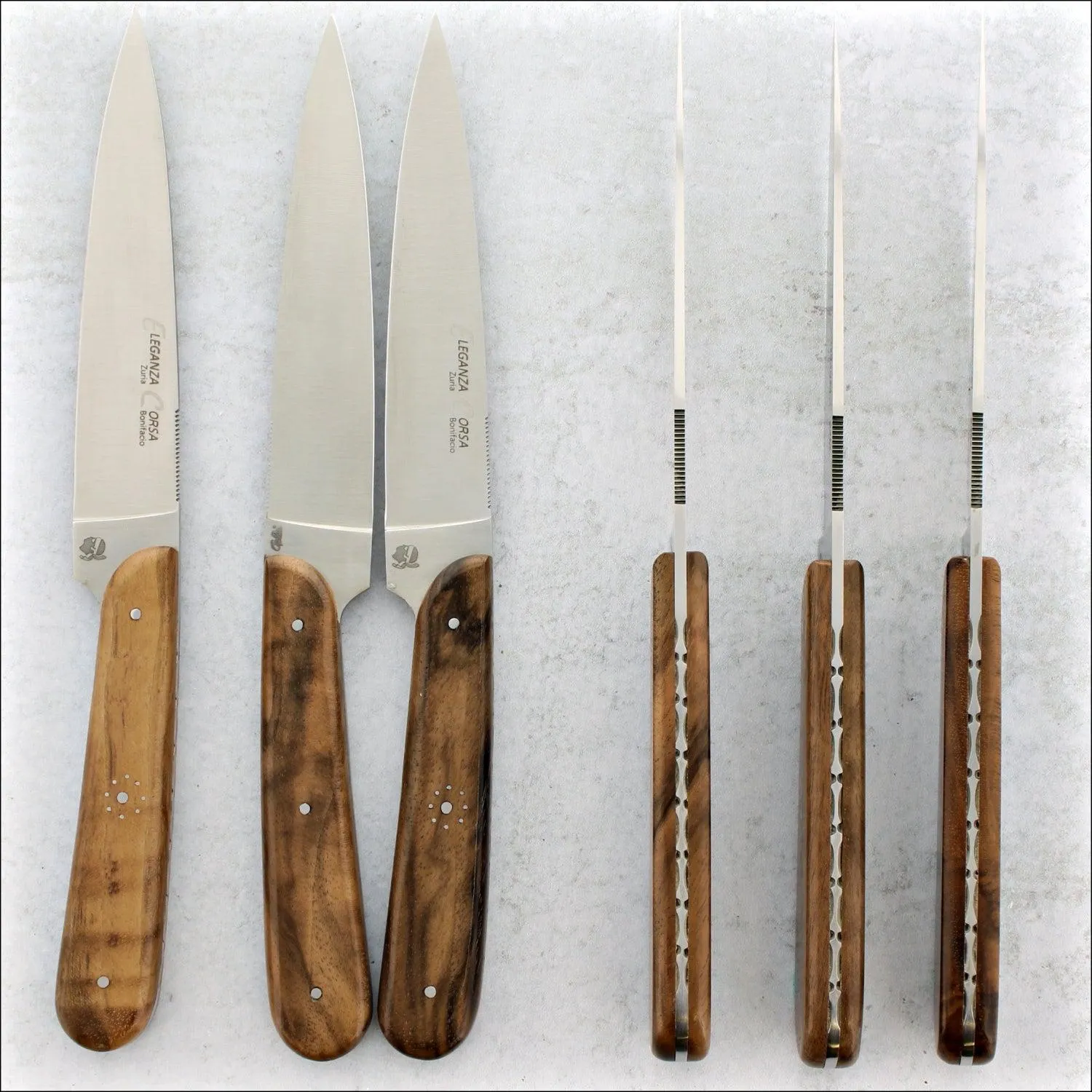 Eleganza Corsa Steak Knives - Burled Walnut - Set of 6