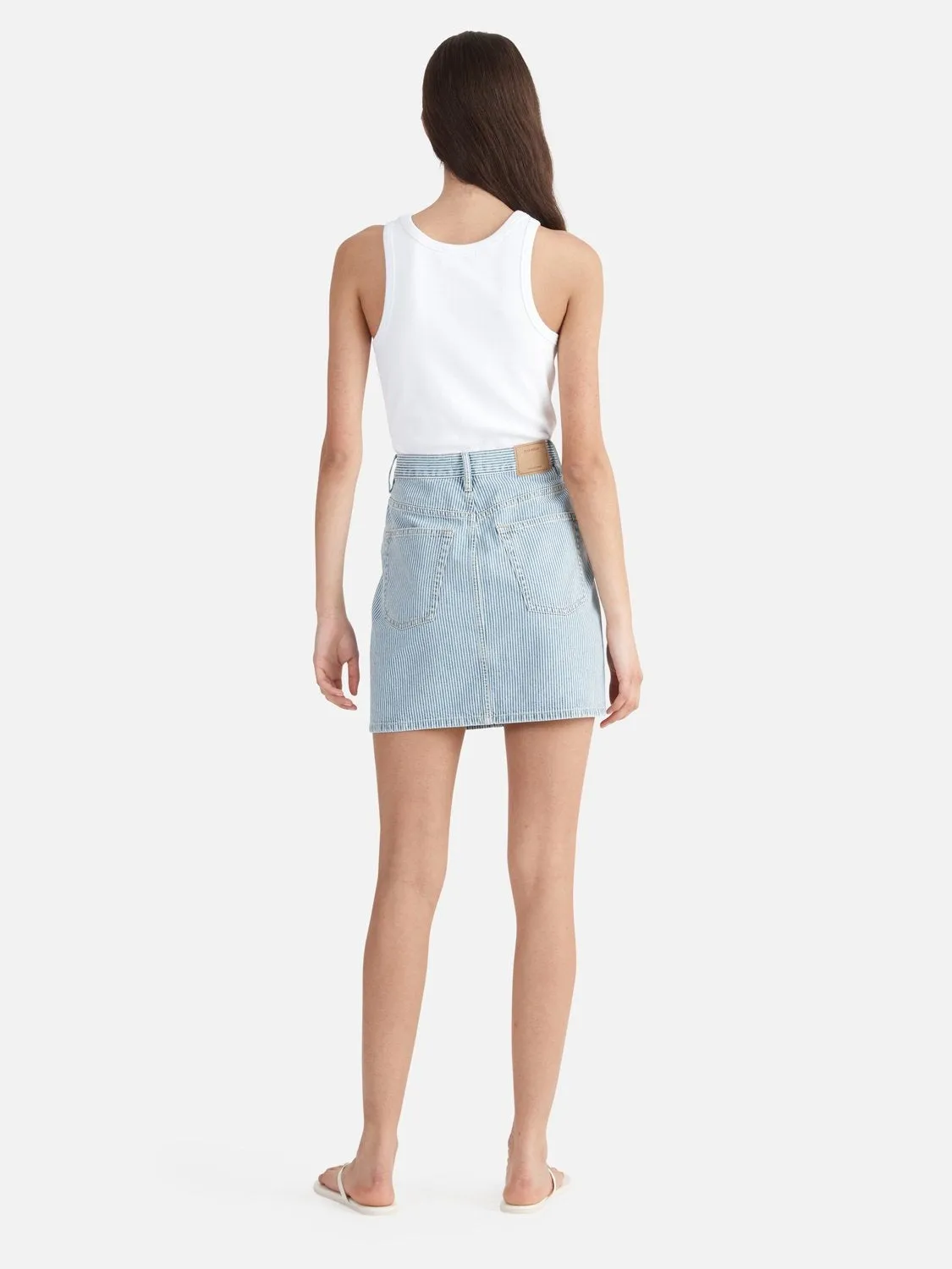 Ena Pelly | Diana Denim Mini Skirt - Ice Blue Stripe