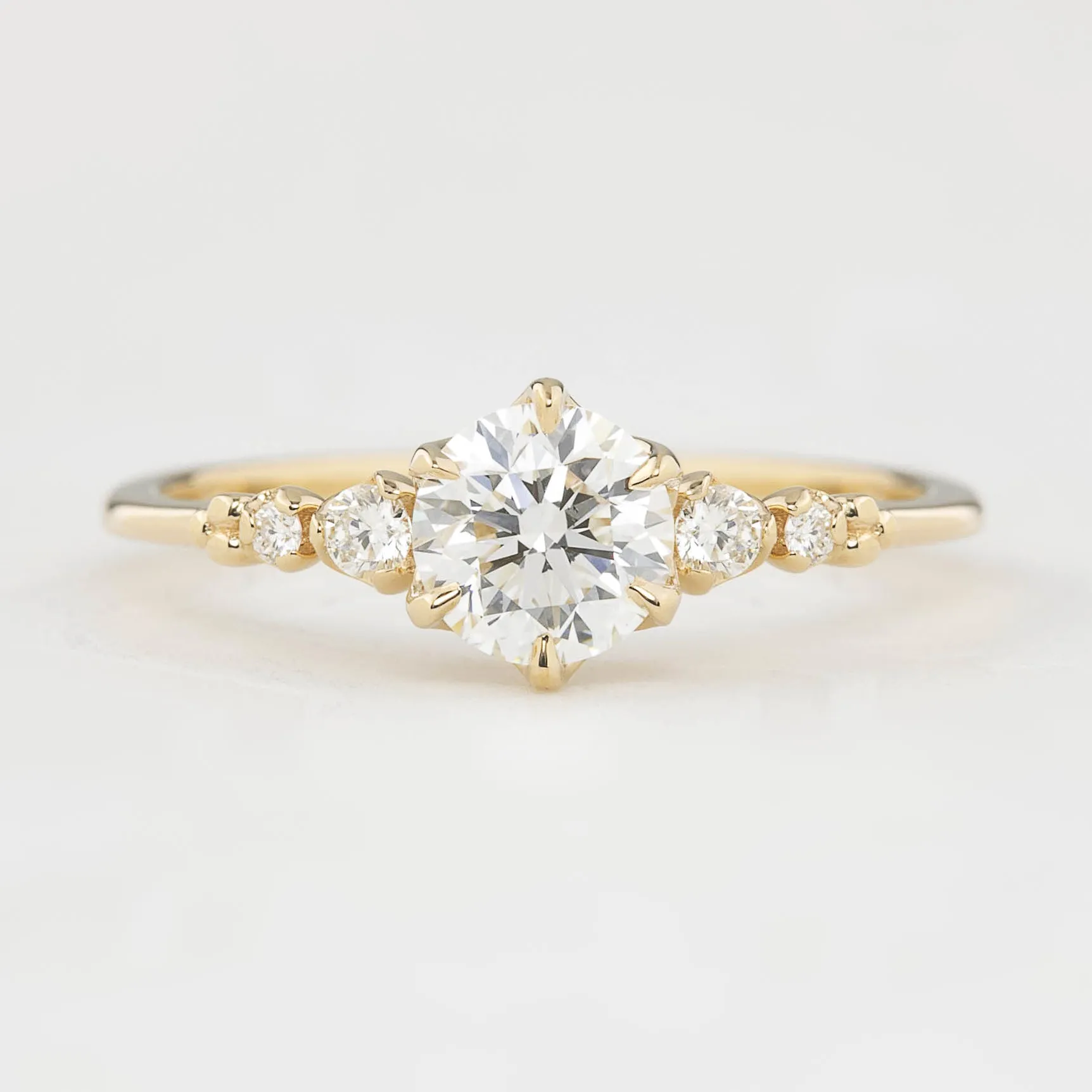 Estel Fleur 0.70ct Round Diamond Ring, 14k Yellow Gold, GIA Certified (One of a kind)