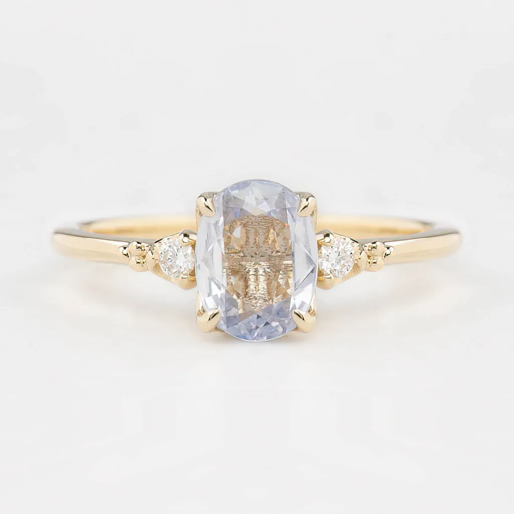 Estel Ring 1.08ct Light Blue Unheated Oval Sapphire, 14K Yellow Gold (One of a kind)