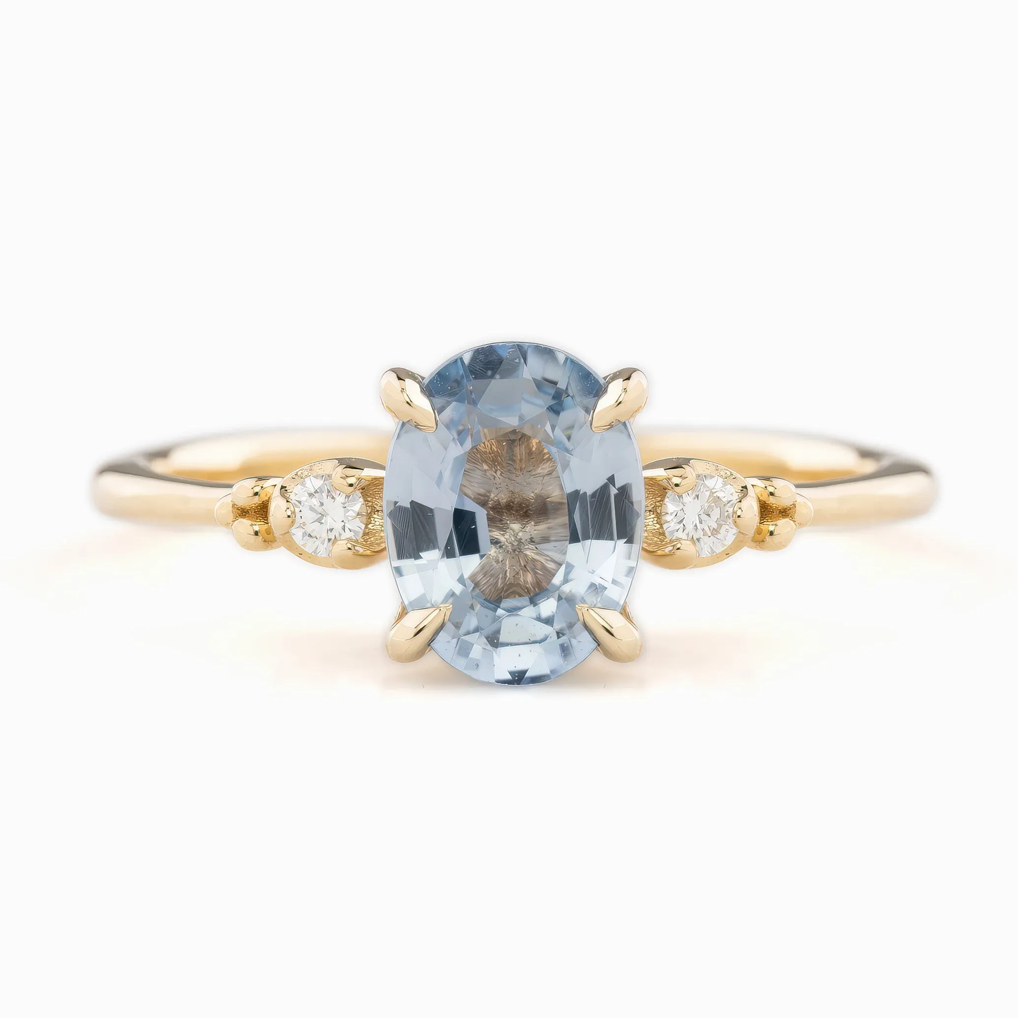 Estel Ring 1.42ct Light Blue Unheated Oval Sapphire, 14K Yellow Gold (One of a kind)