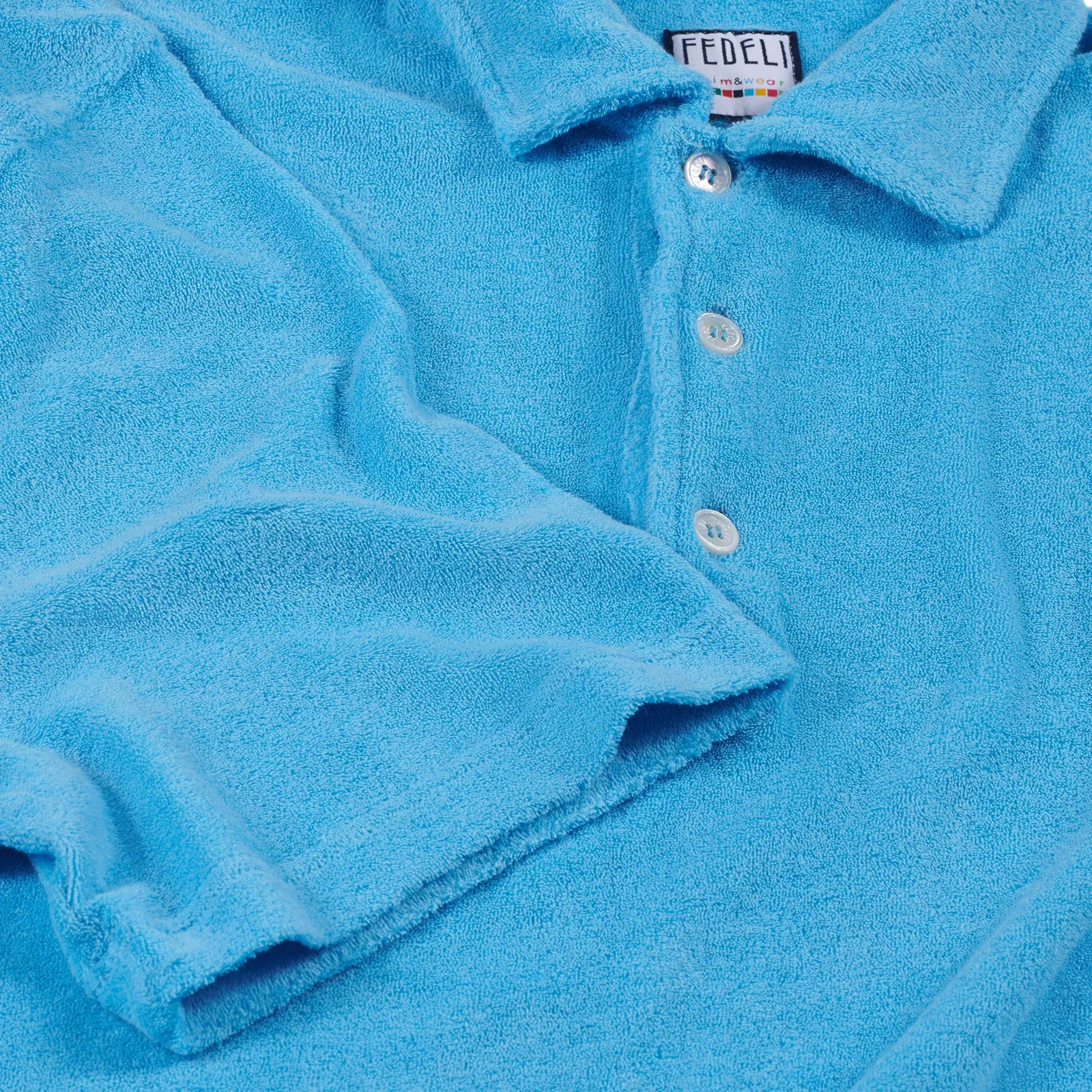 Fedeli Short Sleeve Terrycloth Polo Shirt in Capri