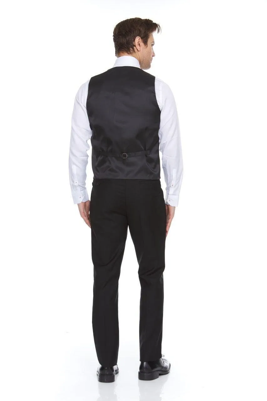 Ferera Collection-Men's 3 Piece Modern Fit Suit Solid Black