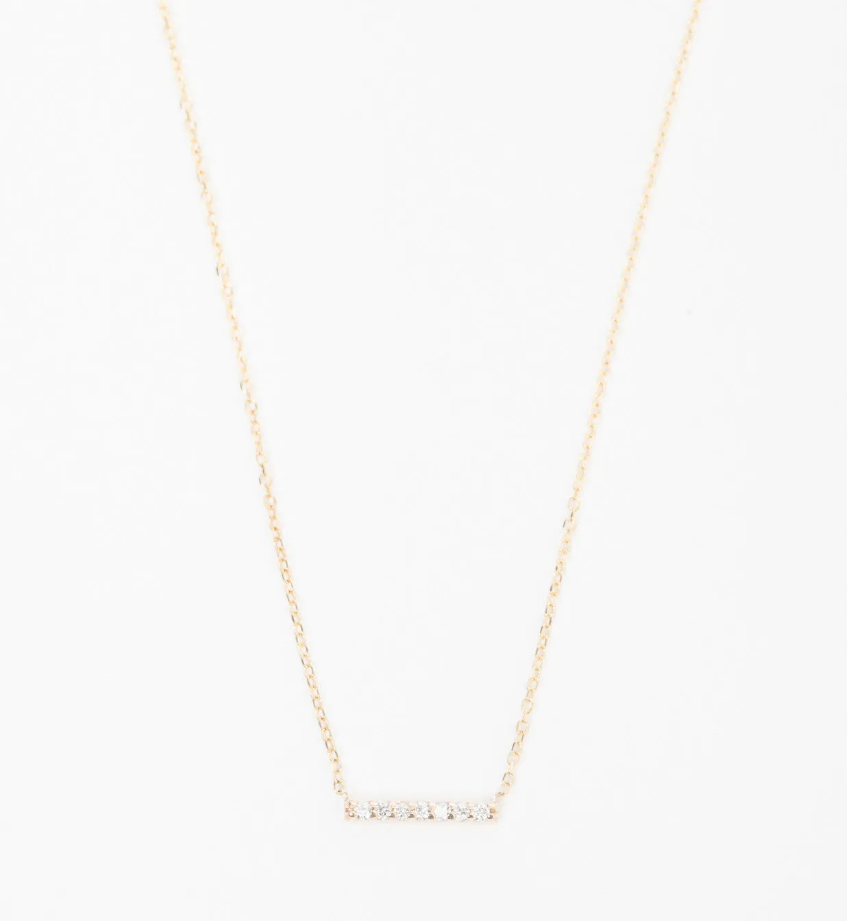 Gold 7 Diamond Tiny Pavé Bar Necklace