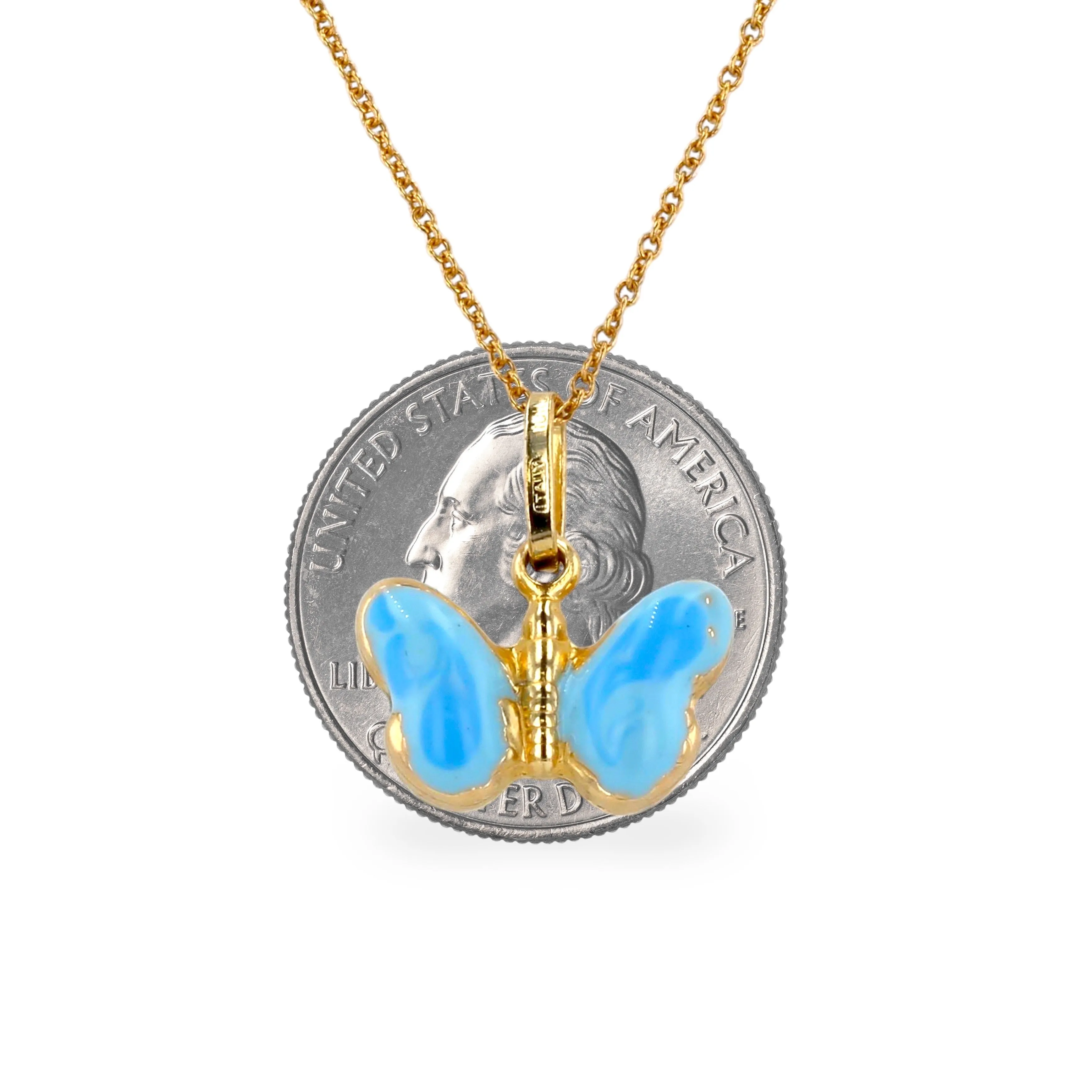 Gold set chain with enamel butterfly