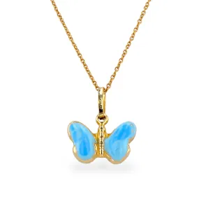 Gold set chain with enamel butterfly