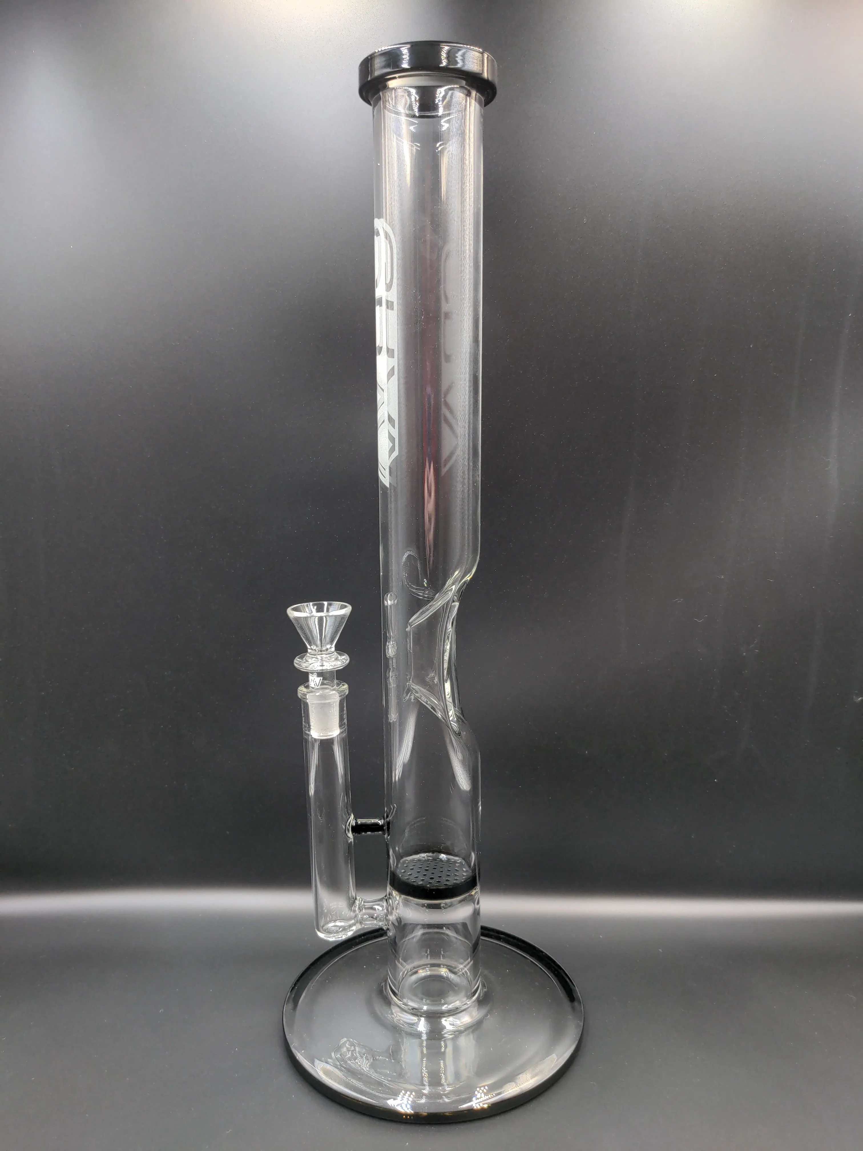 GRAV Large, Black Accent Straight Base W/ Disc Water Pipe