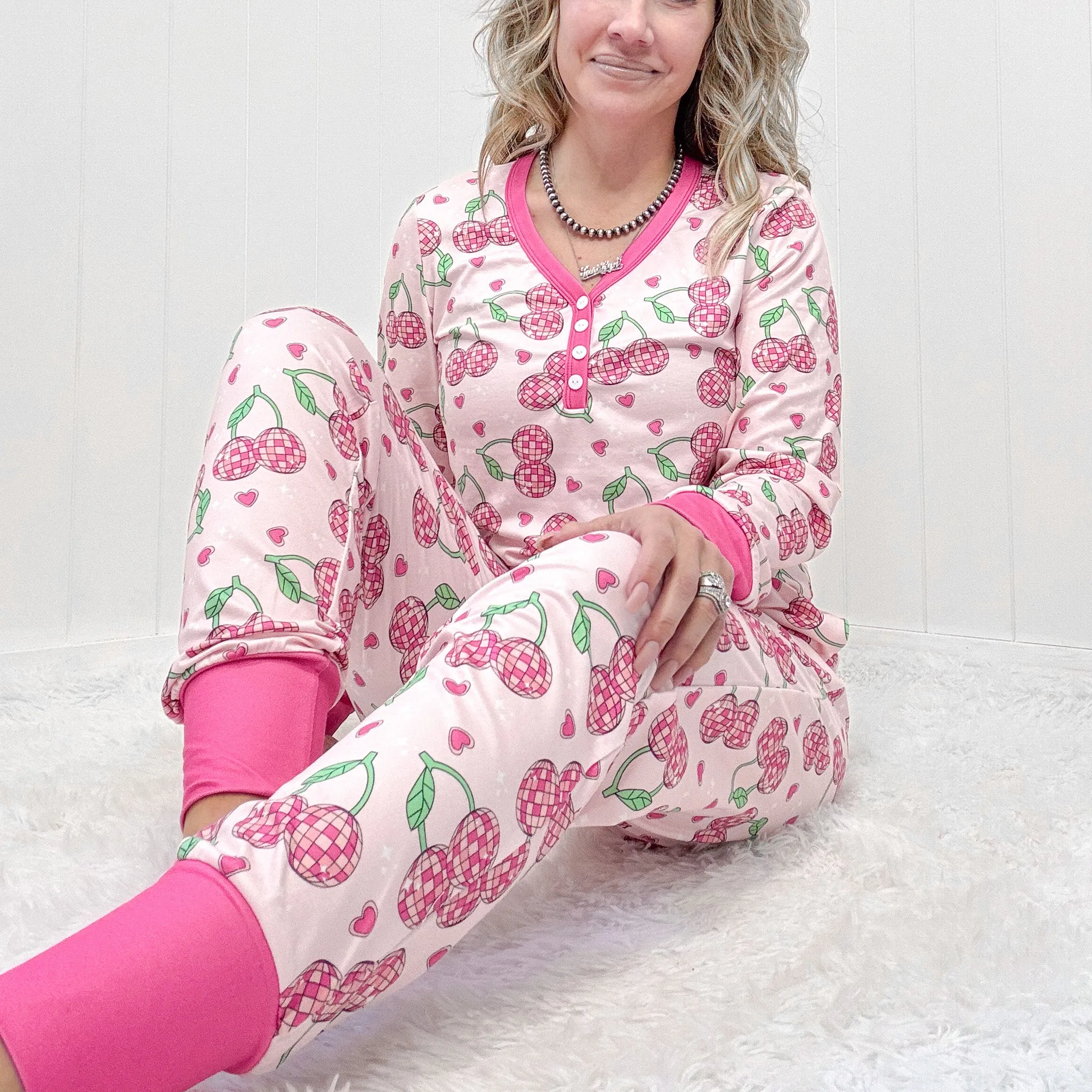 Groove Cherry Disco Long Sleeve Pajama Set