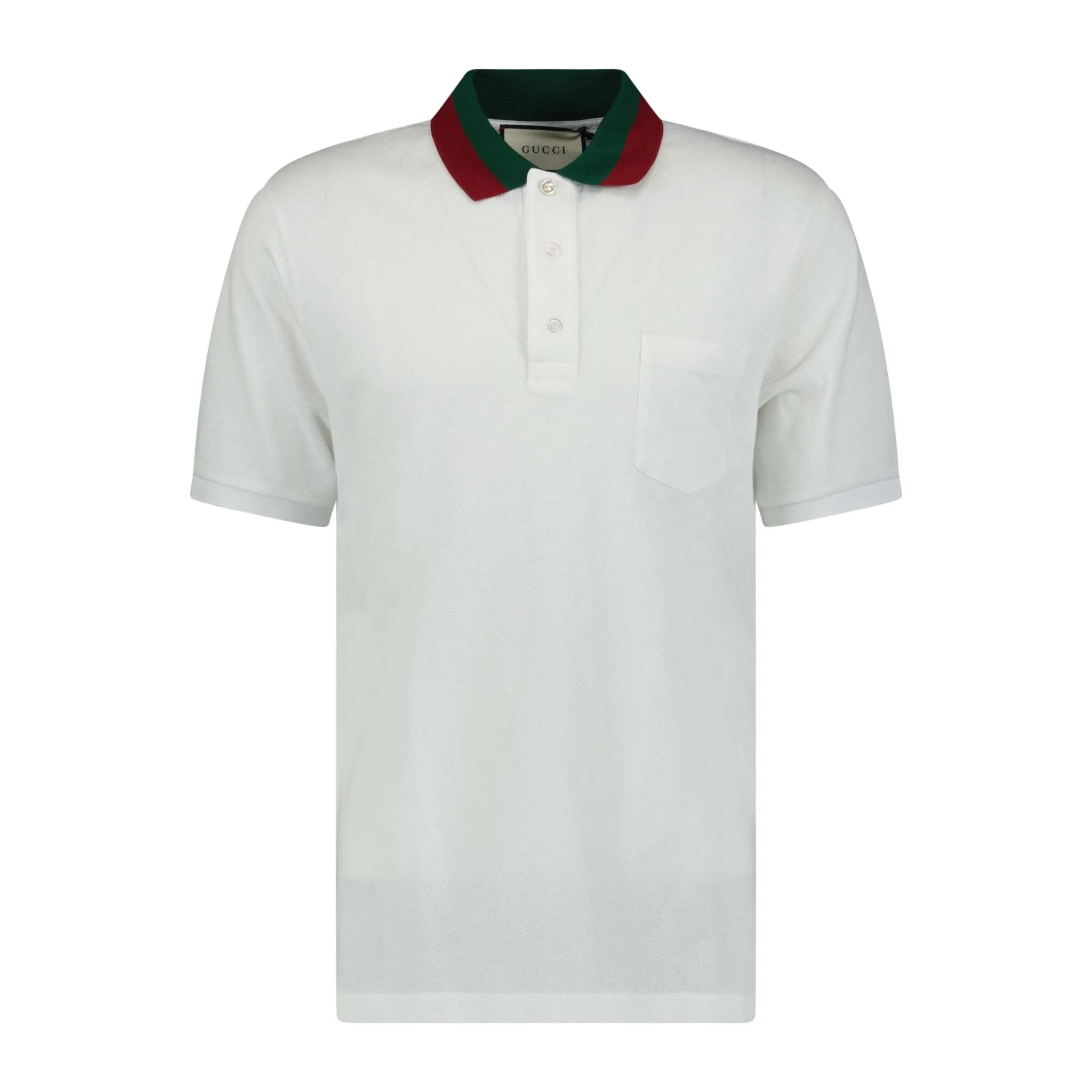 GUCCI Contrast Collar Polo-Shirt White