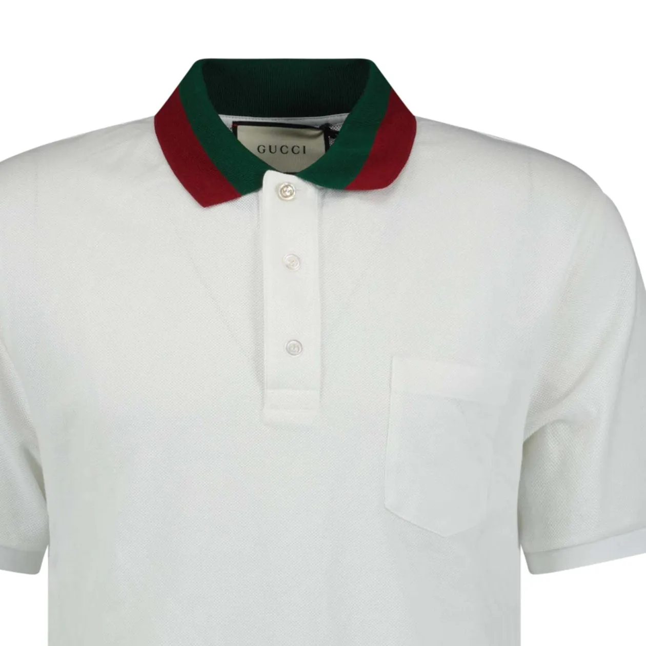 GUCCI Contrast Collar Polo-Shirt White