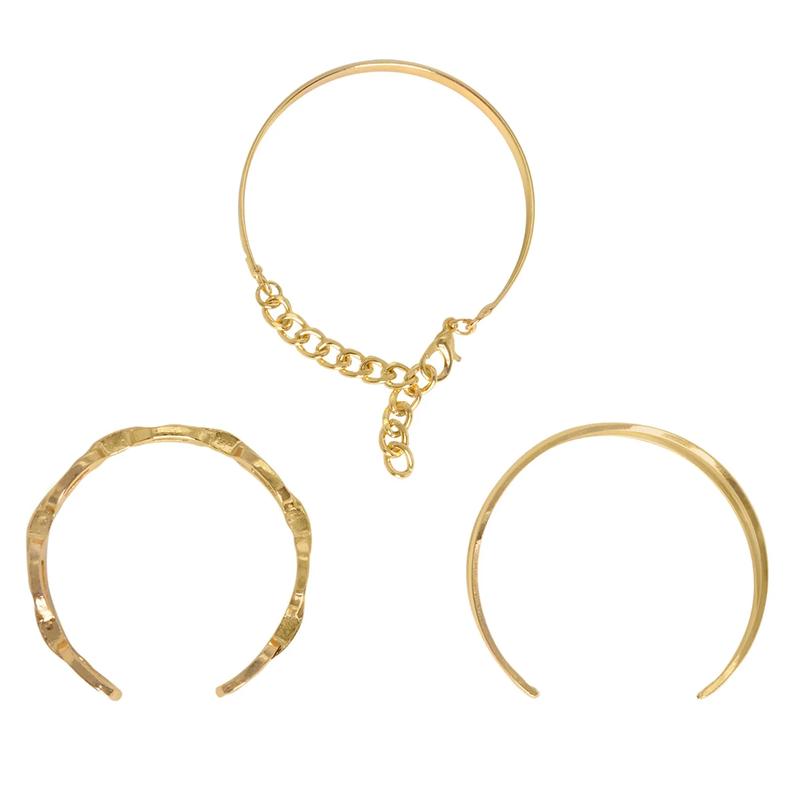 Hard To Get Gold Chain Set of 3 Bracelets