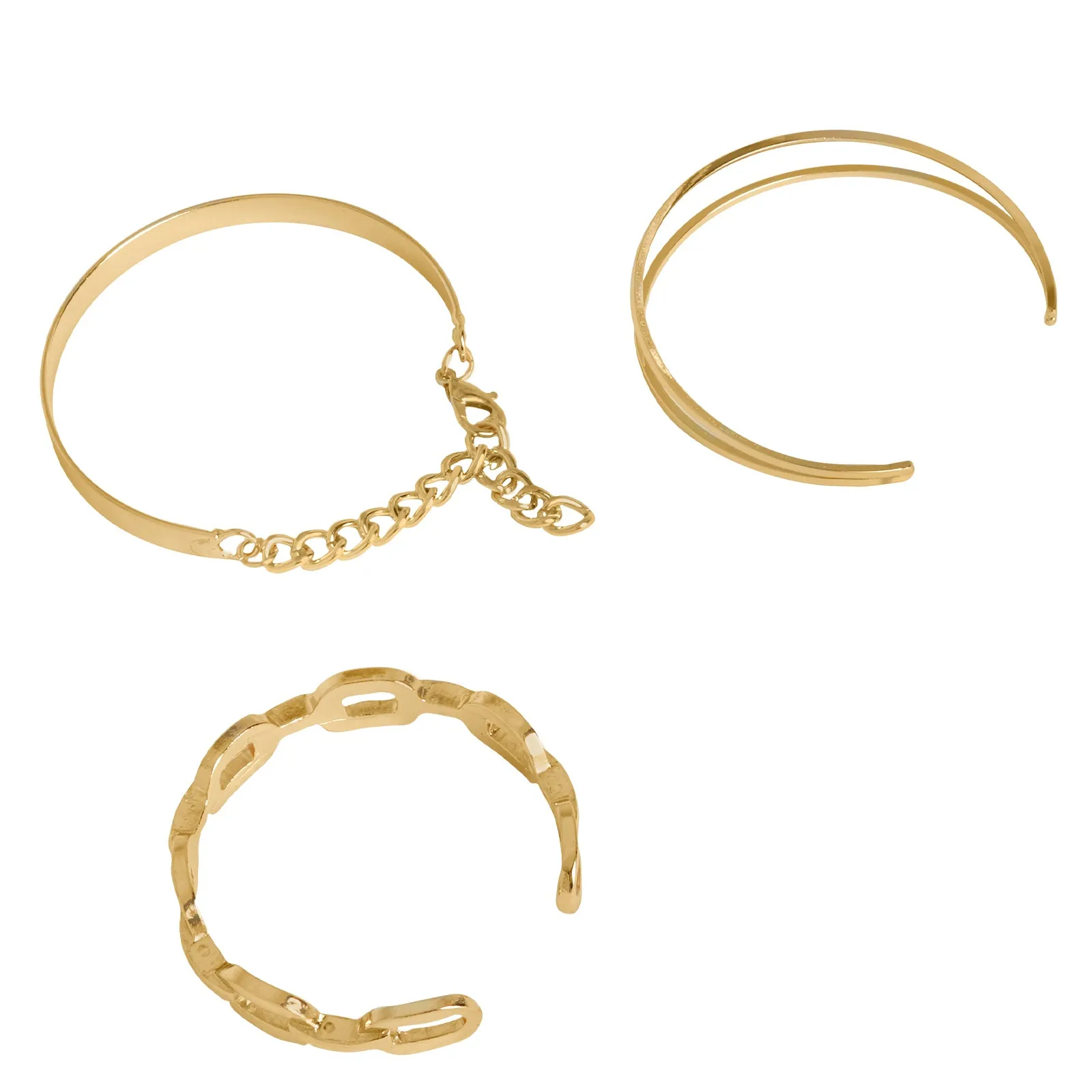 Hard To Get Gold Chain Set of 3 Bracelets