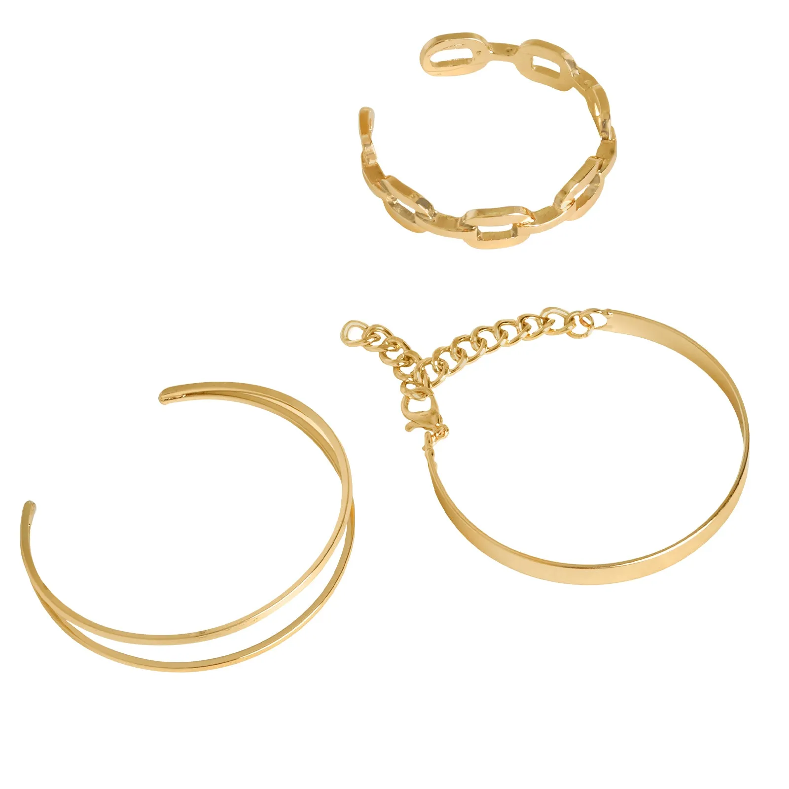 Hard To Get Gold Chain Set of 3 Bracelets