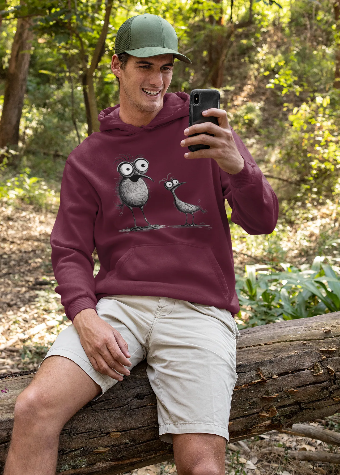 Herren Hoodie mit Vogelmotiv "Funny Birds"