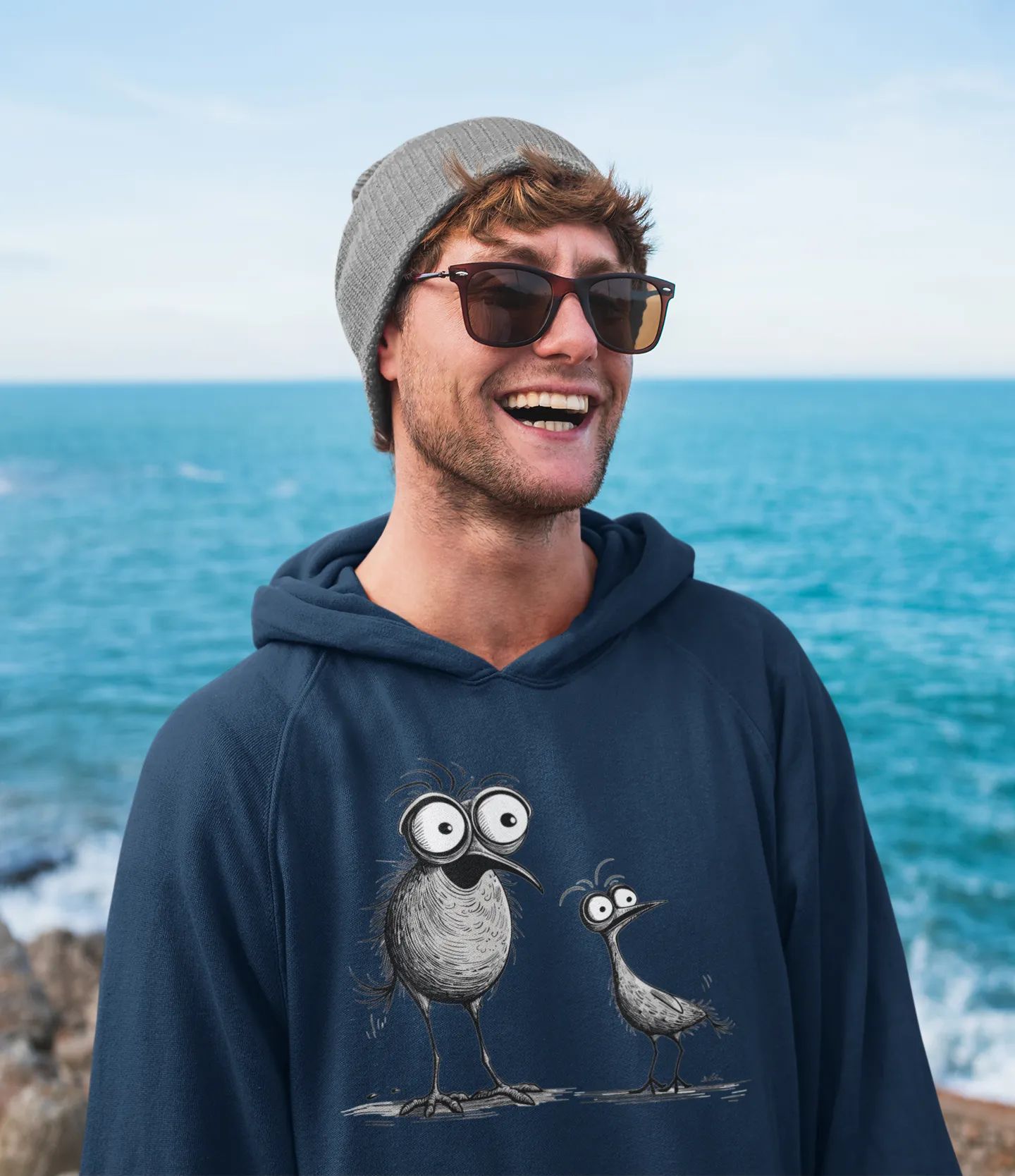 Herren Hoodie mit Vogelmotiv "Funny Birds"