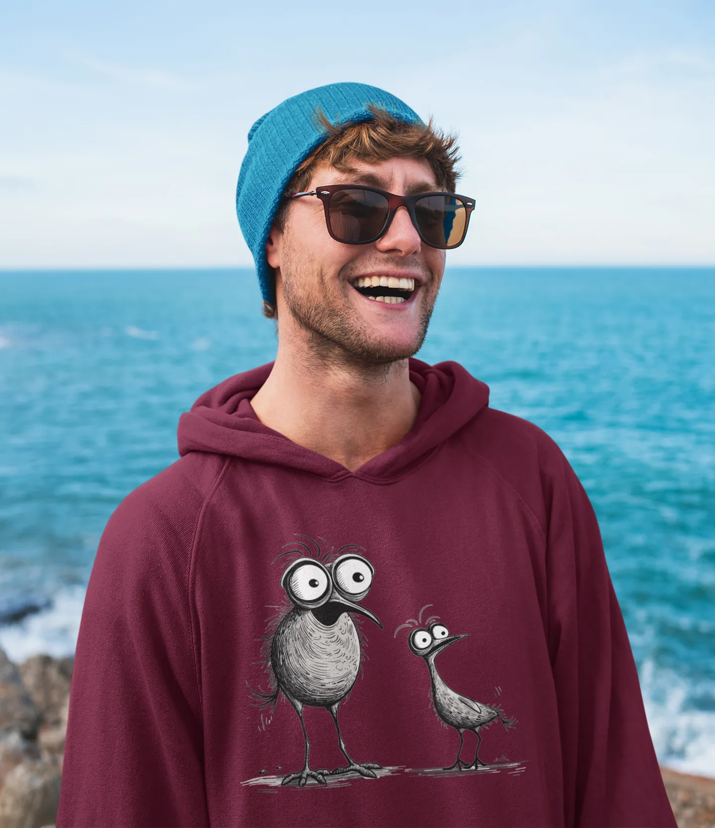 Herren Hoodie mit Vogelmotiv "Funny Birds"