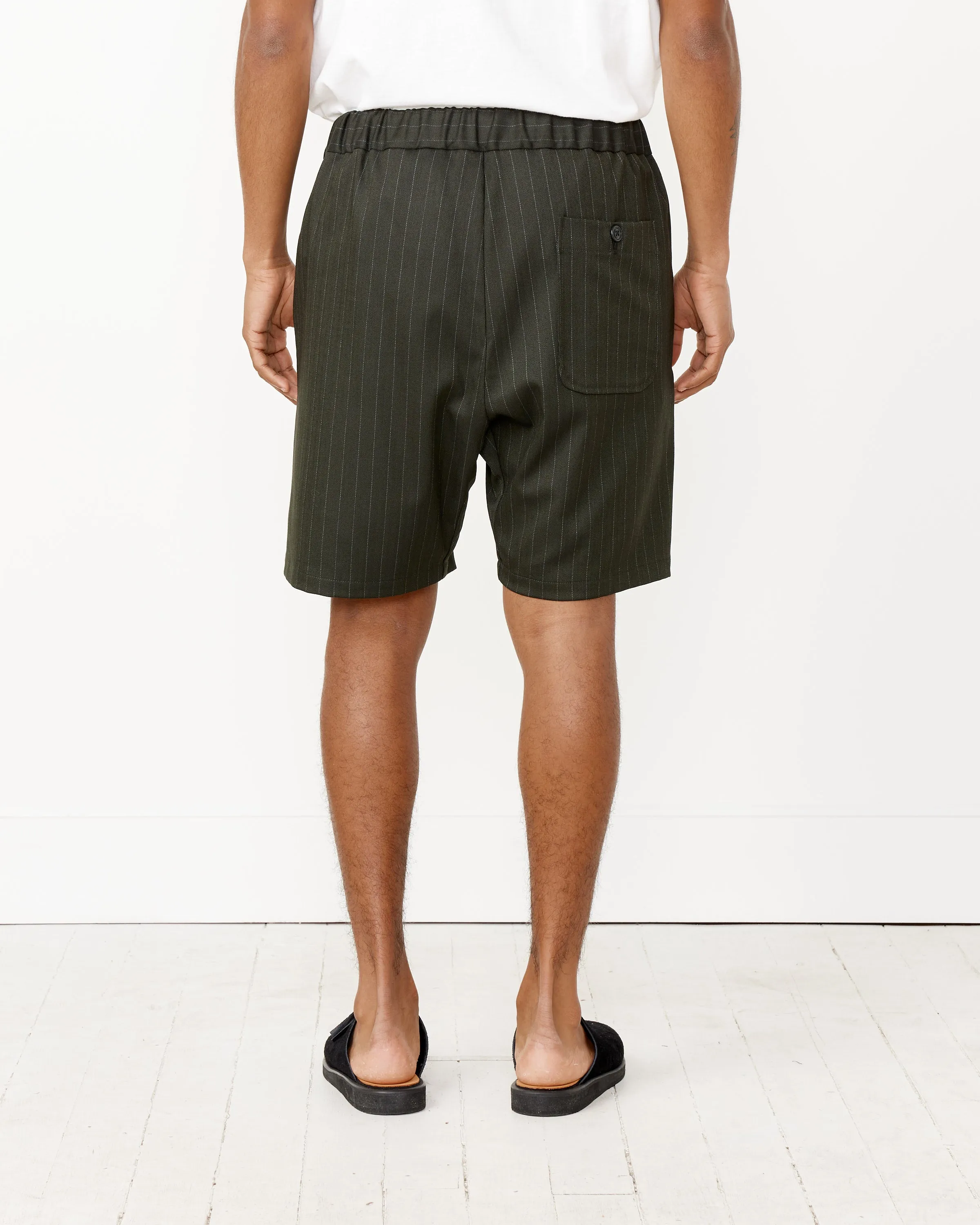 Herringbone Chalk Stripe Yoyogi Short in Charcoal