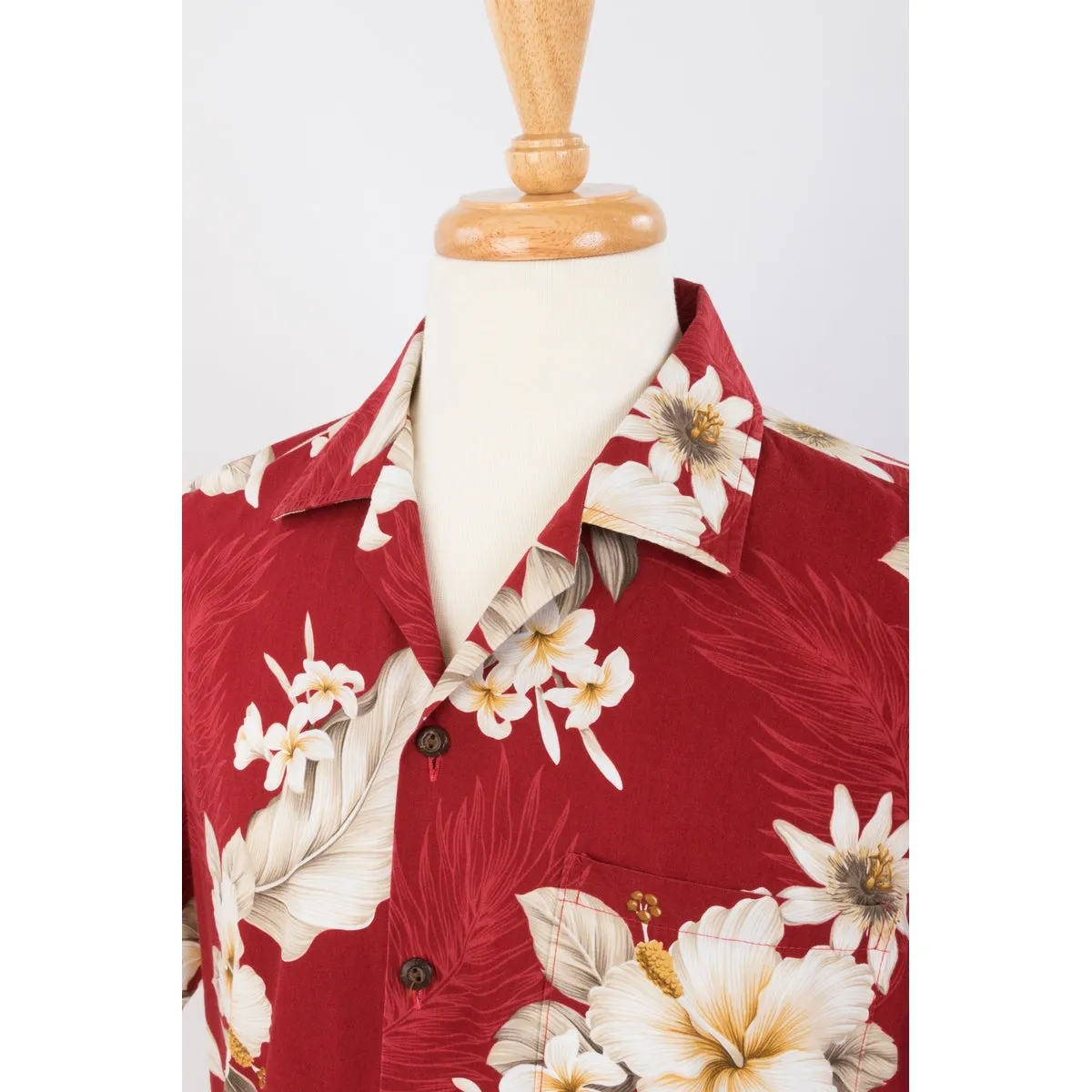 Hibiscus Cotton Aloha Shirt | Red