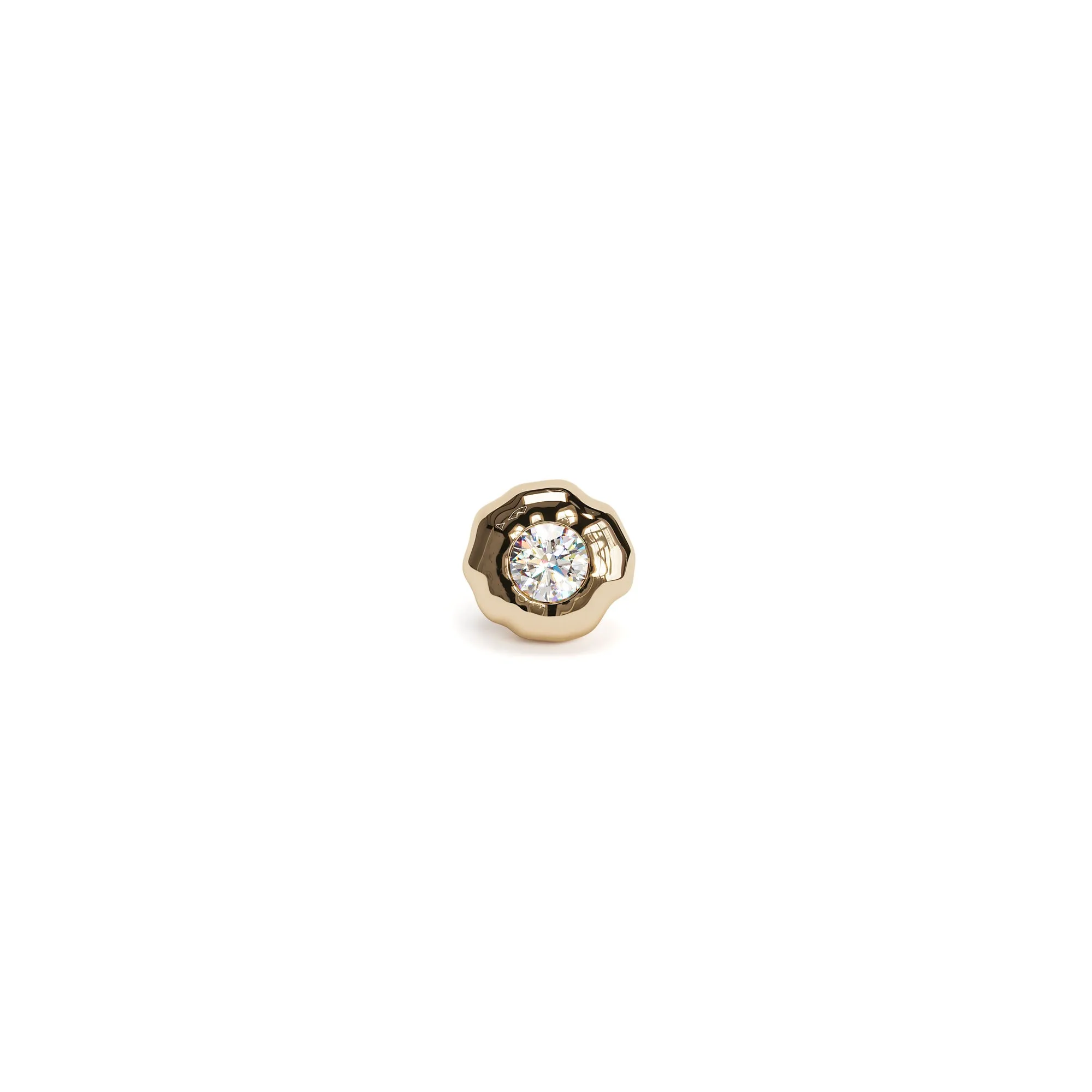 Irregular Round 14K Gold Diamond Stud