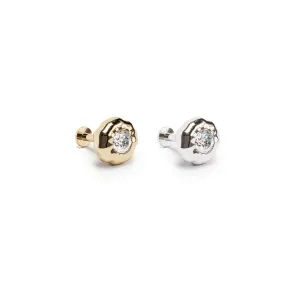 Irregular Round 14K Gold Diamond Stud