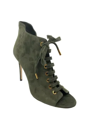 Jimmy Choo Mavy Suede Lace-Up Open Toe Bootie Size 11