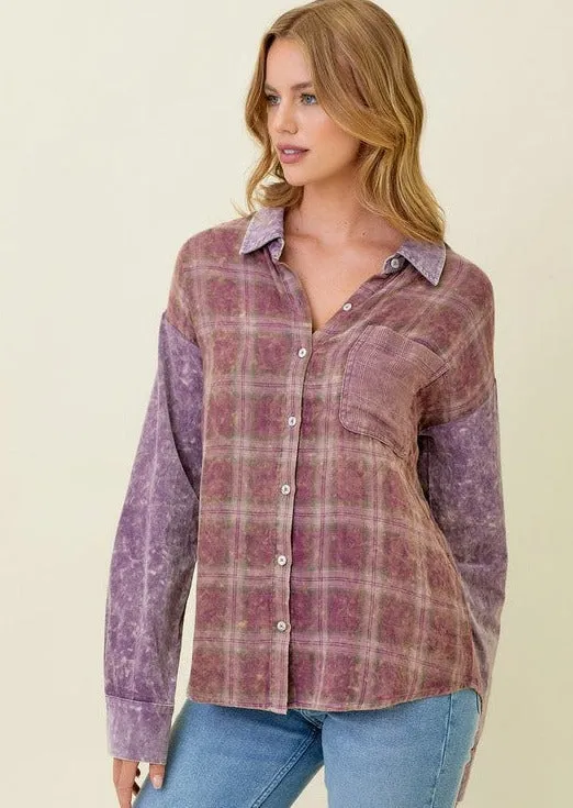 Lavender Vintage Washed Button Down