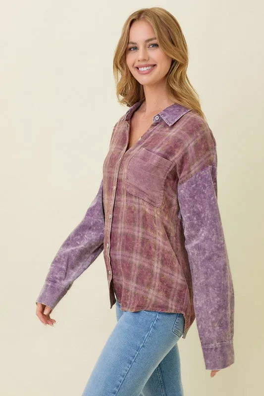 Lavender Vintage Washed Button Down