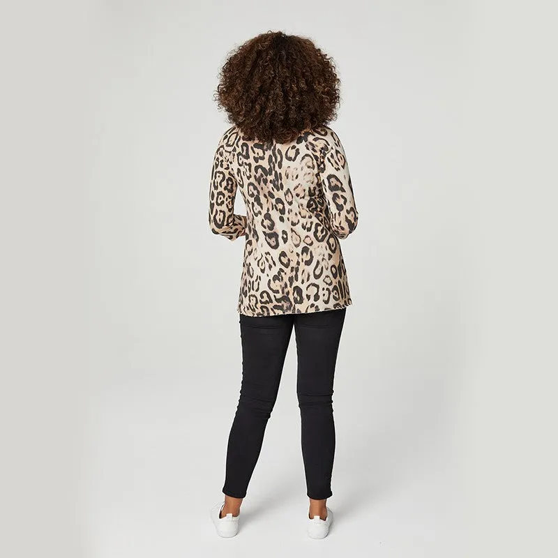 Leopard Print 3/4 Sleeve Knit