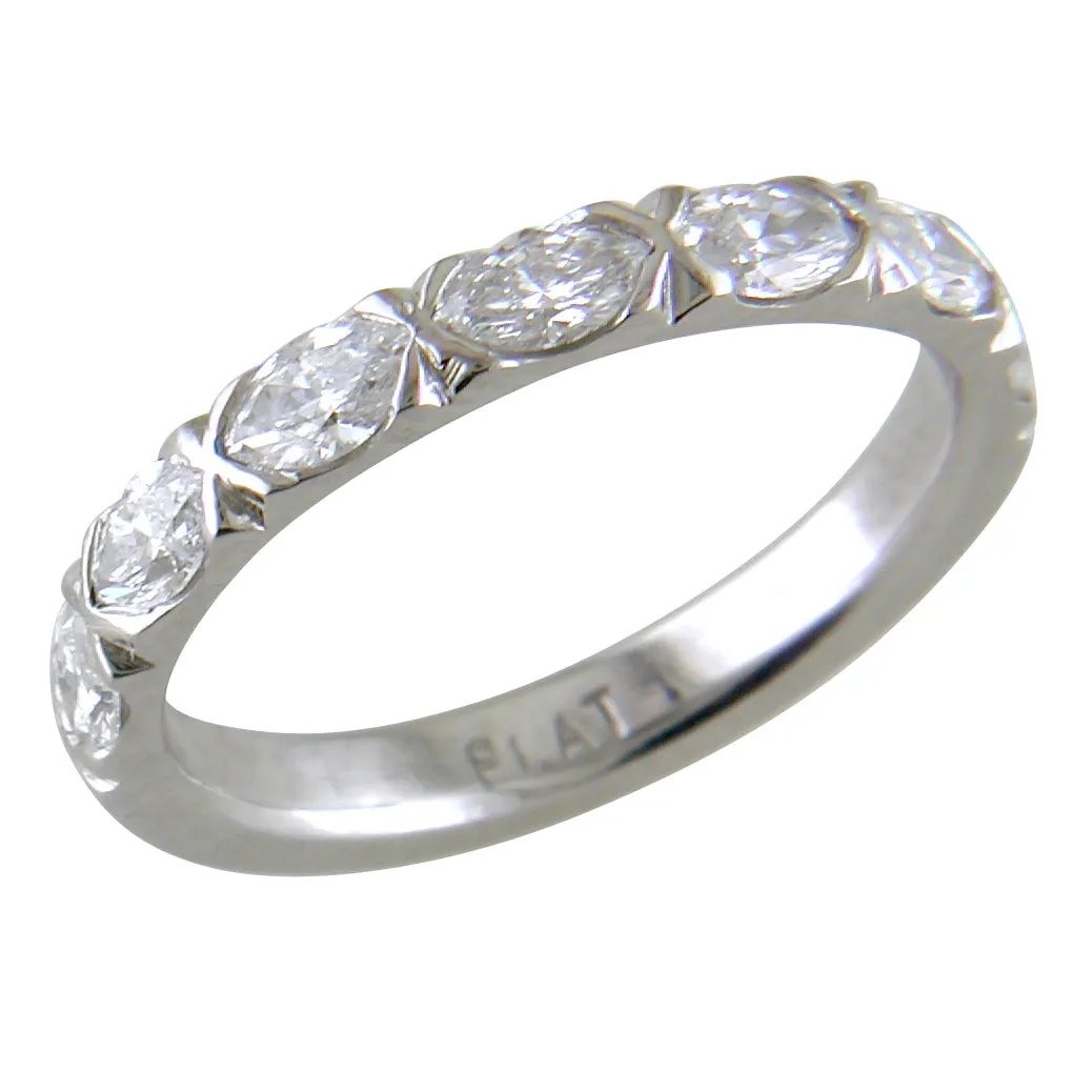 Marquise Diamond Custom Platinum Wedding Band 3/4 Carats