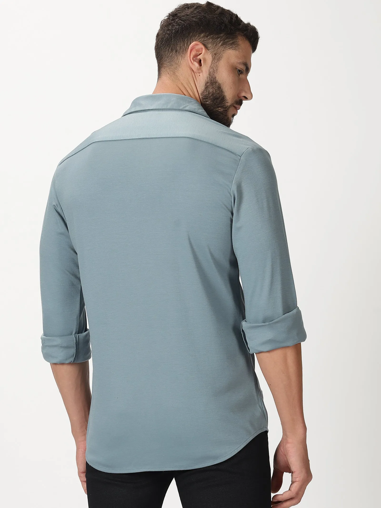 MEN'S DK BLUE SOLID SLIM FIT SHIRT