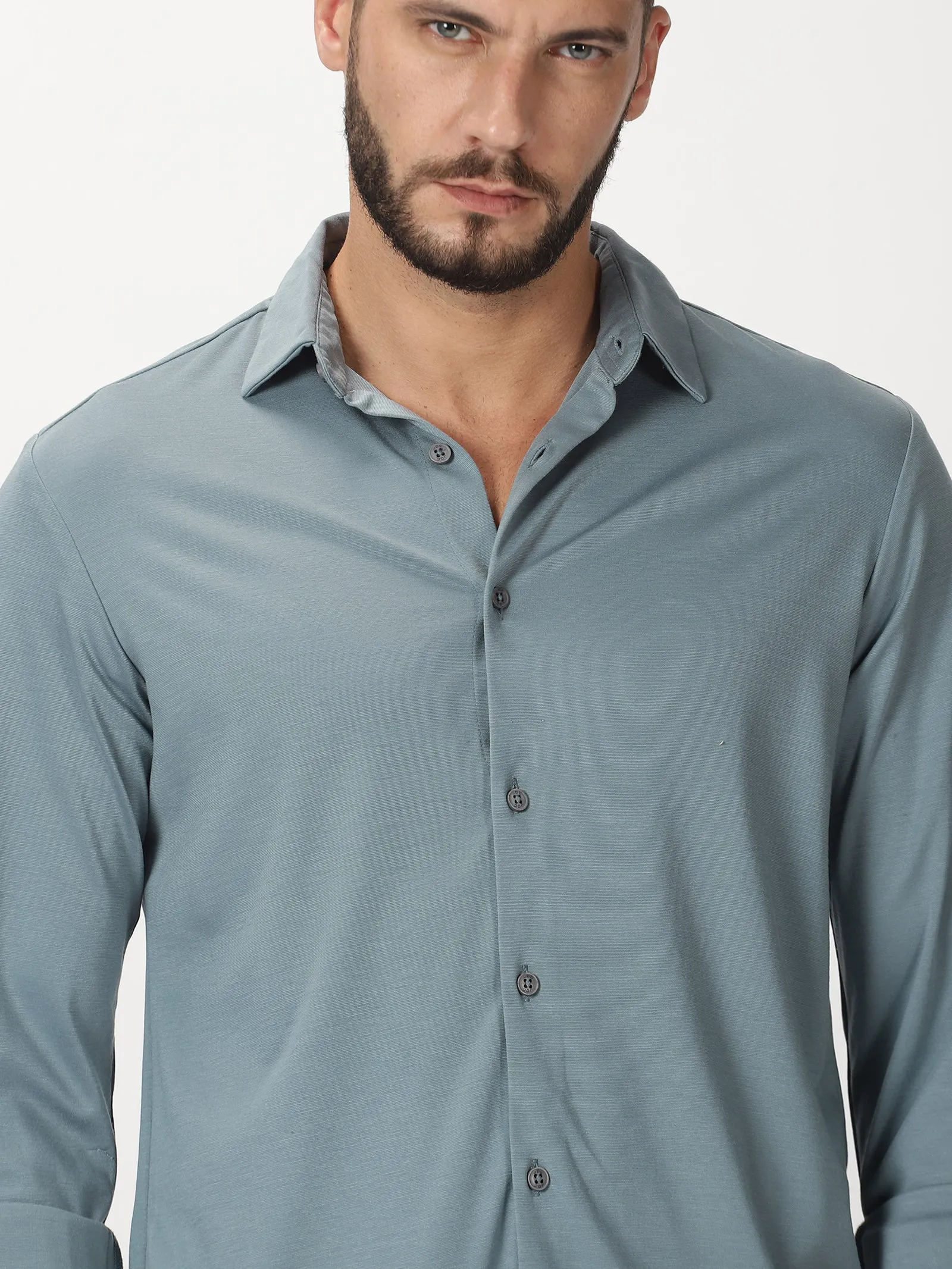 MEN'S DK BLUE SOLID SLIM FIT SHIRT