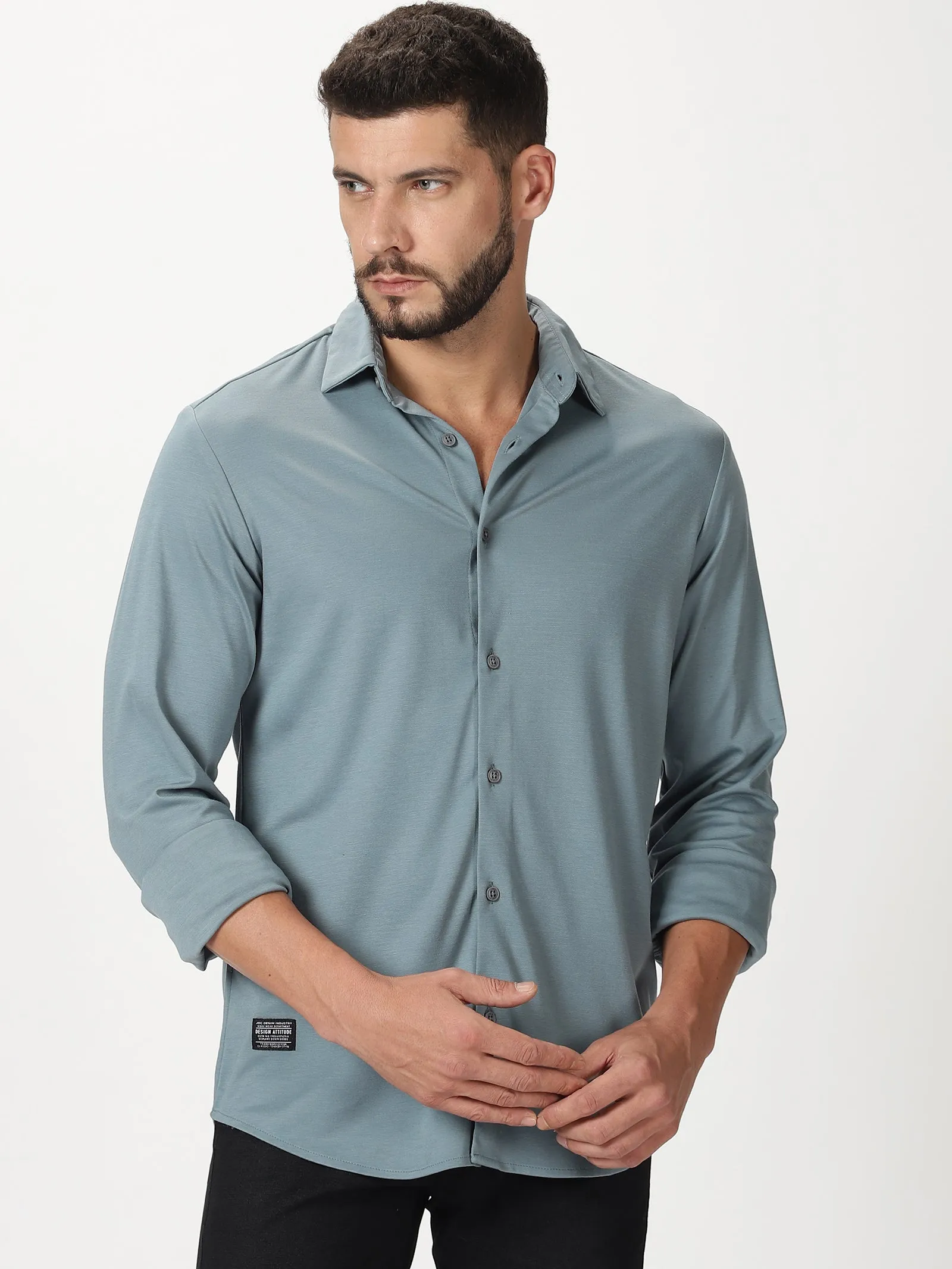 MEN'S DK BLUE SOLID SLIM FIT SHIRT