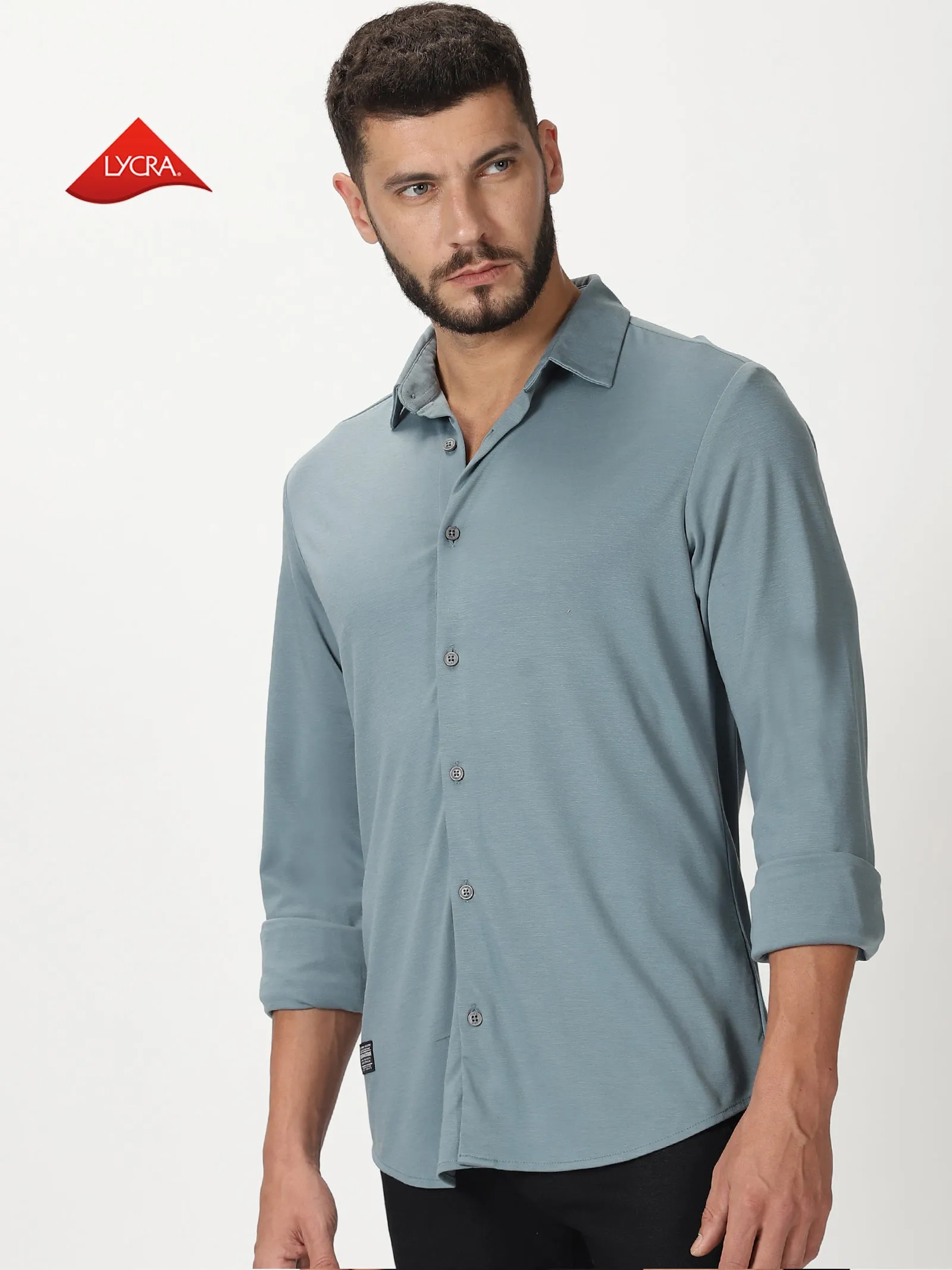 MEN'S DK BLUE SOLID SLIM FIT SHIRT