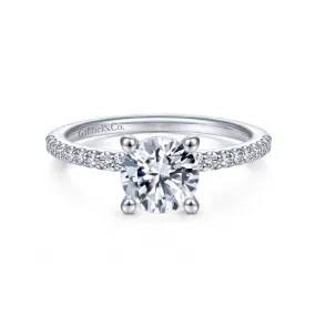 Mounting Only, 14K White Gold Round Diamond Engagement Ring