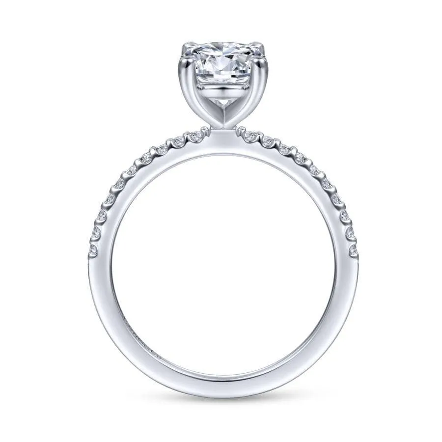 Mounting Only, 14K White Gold Round Diamond Engagement Ring