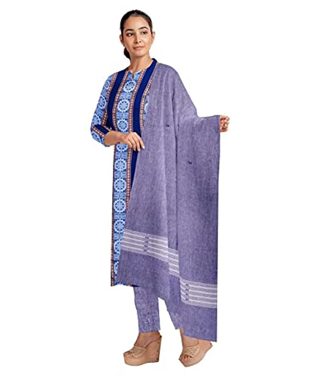 Navy blue  handwoven cotton nuapatna dress material