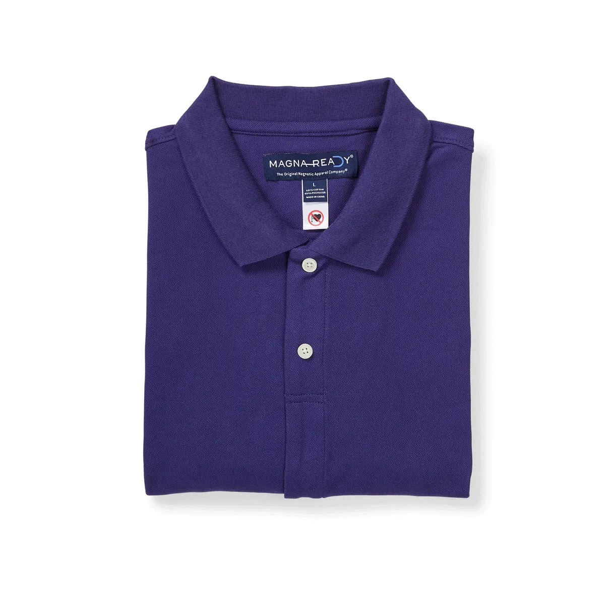 Navy Pique Knit Short Sleeve Polo with Magnetic Closures