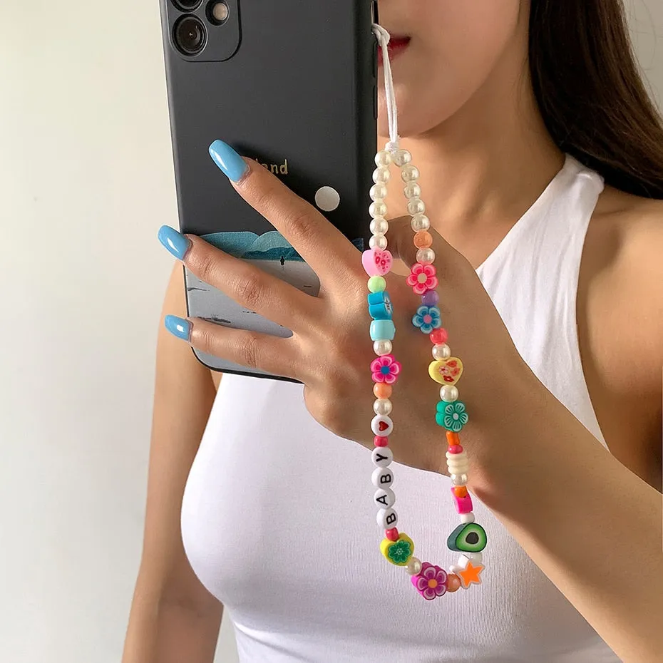 Oh So Charming Trendy Handmade Pearl Deluxe Handy Strap Phone Case Hanging Cord