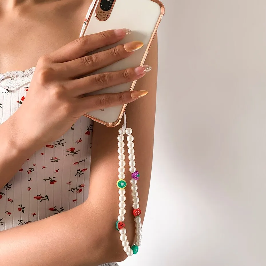 Oh So Charming Trendy Handmade Pearl Deluxe Handy Strap Phone Case Hanging Cord