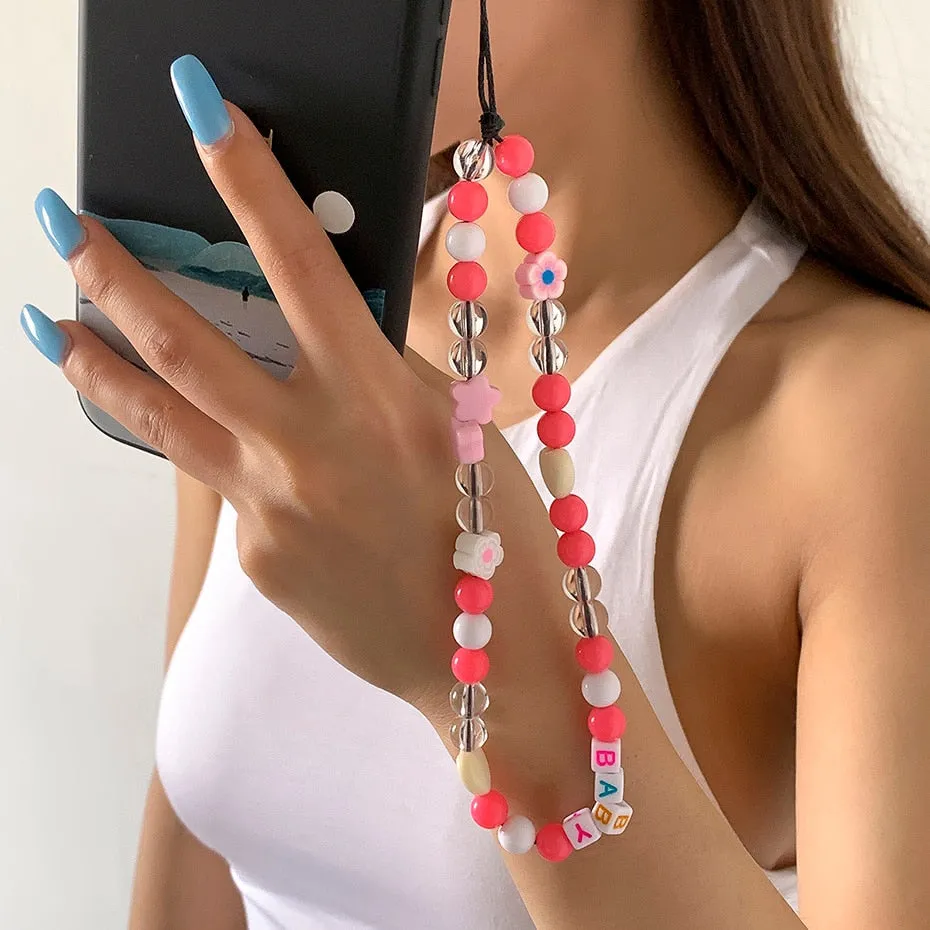 Oh So Charming Trendy Handmade Pearl Deluxe Handy Strap Phone Case Hanging Cord