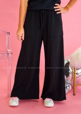 Olivia Ribbed Pants - Black