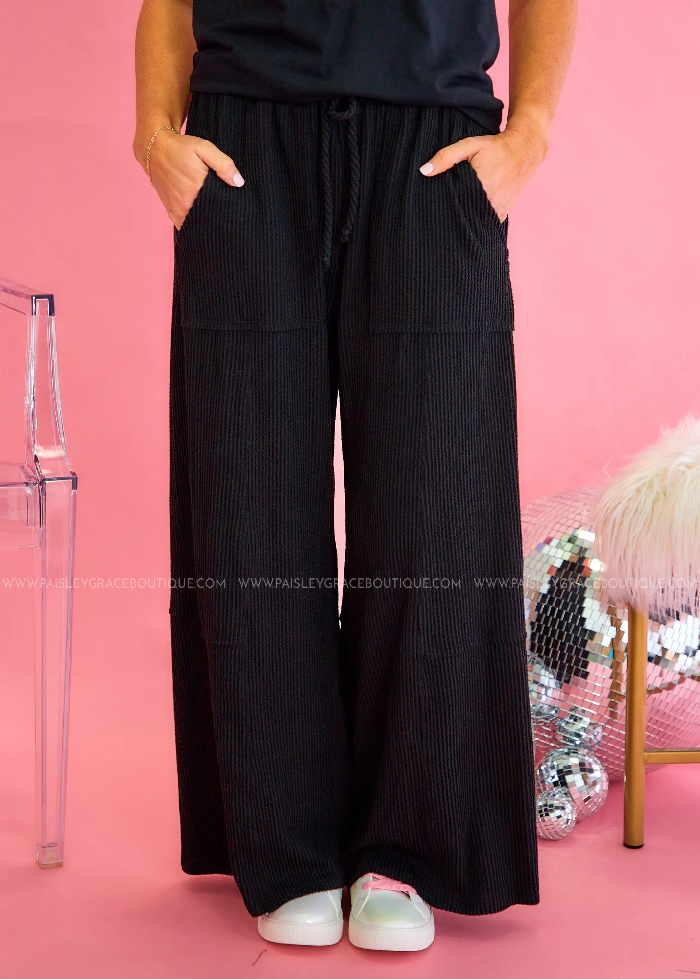 Olivia Ribbed Pants - Black